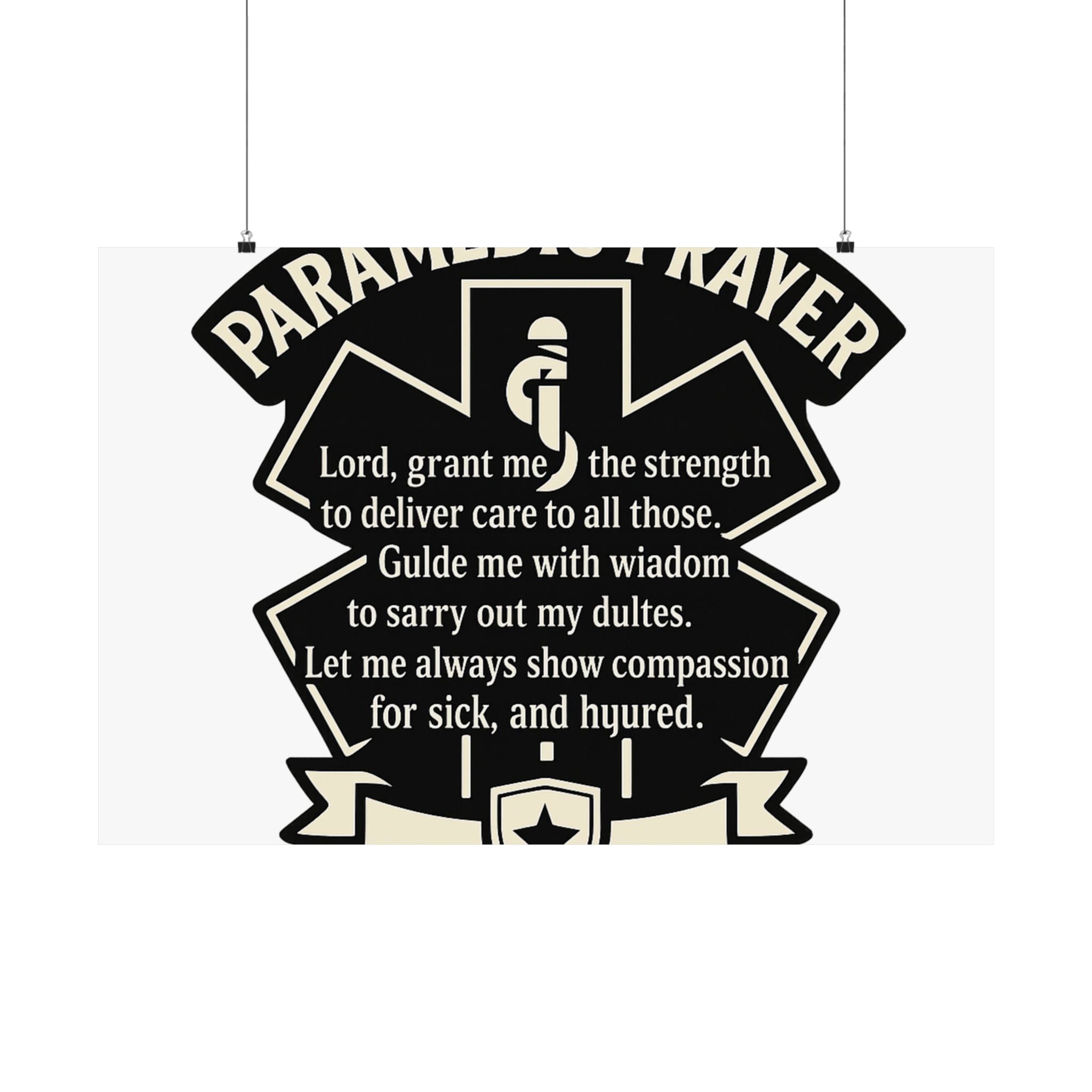 Paramedic Prayer Poster, EMS Gift, Star of Life Wall Art, Paramedic Graduation Gift, EMT Decor, First Responder Print, Thin White Line