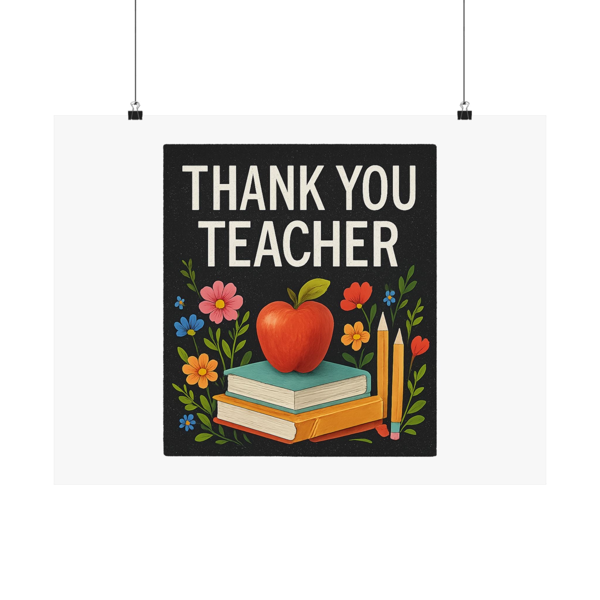 Thank You Teacher Gift Poster, Wildflower Watercolor Classroom Decor, Teacher Appreciation Wall Art, End of Year Gift