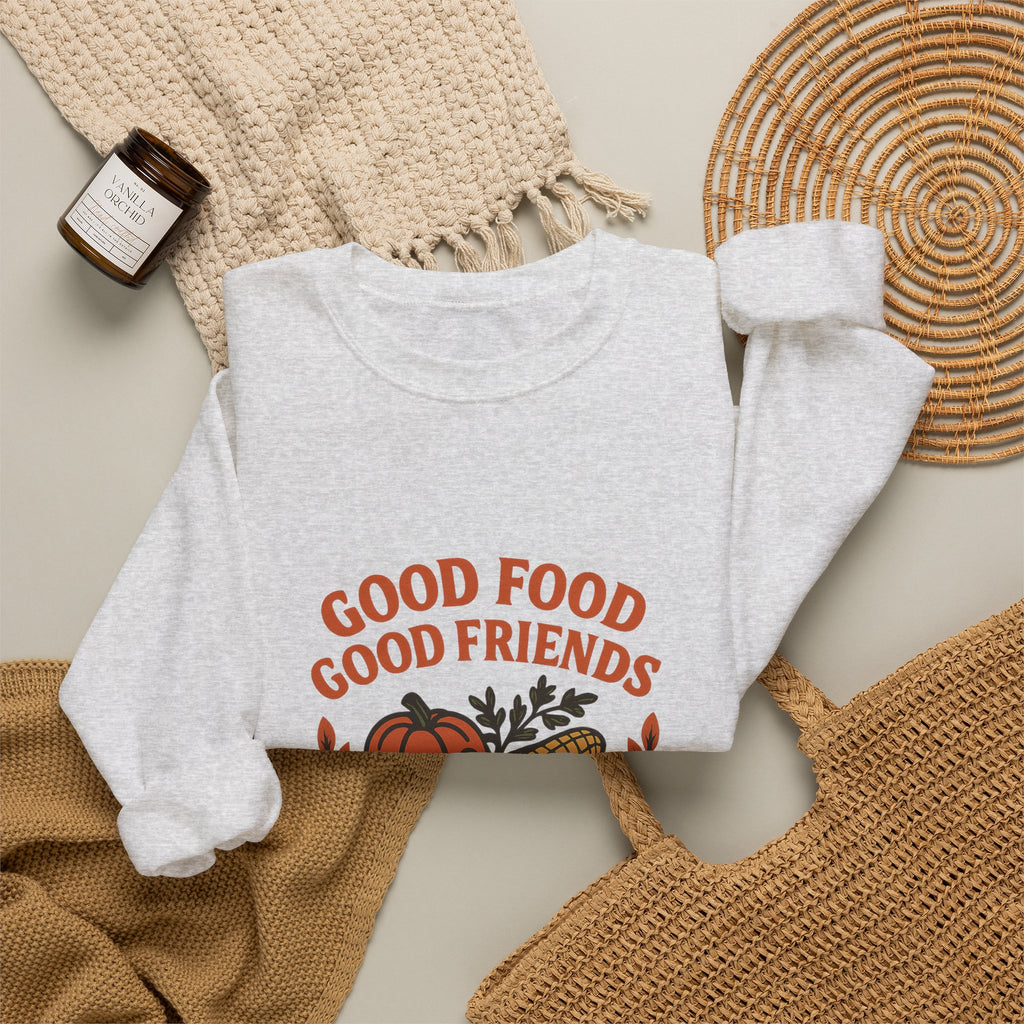 Good Food Good Friends Grateful Heart Sweatshirt, Thanksgiving Hostess Gift, Cooking Sweatshirt, Kitchen Lover Gift, Autumn Cozy Top