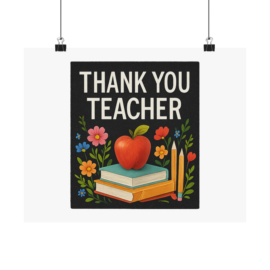 Thank You Teacher Gift Poster, Wildflower Watercolor Classroom Decor, Teacher Appreciation Wall Art, End of Year Gift