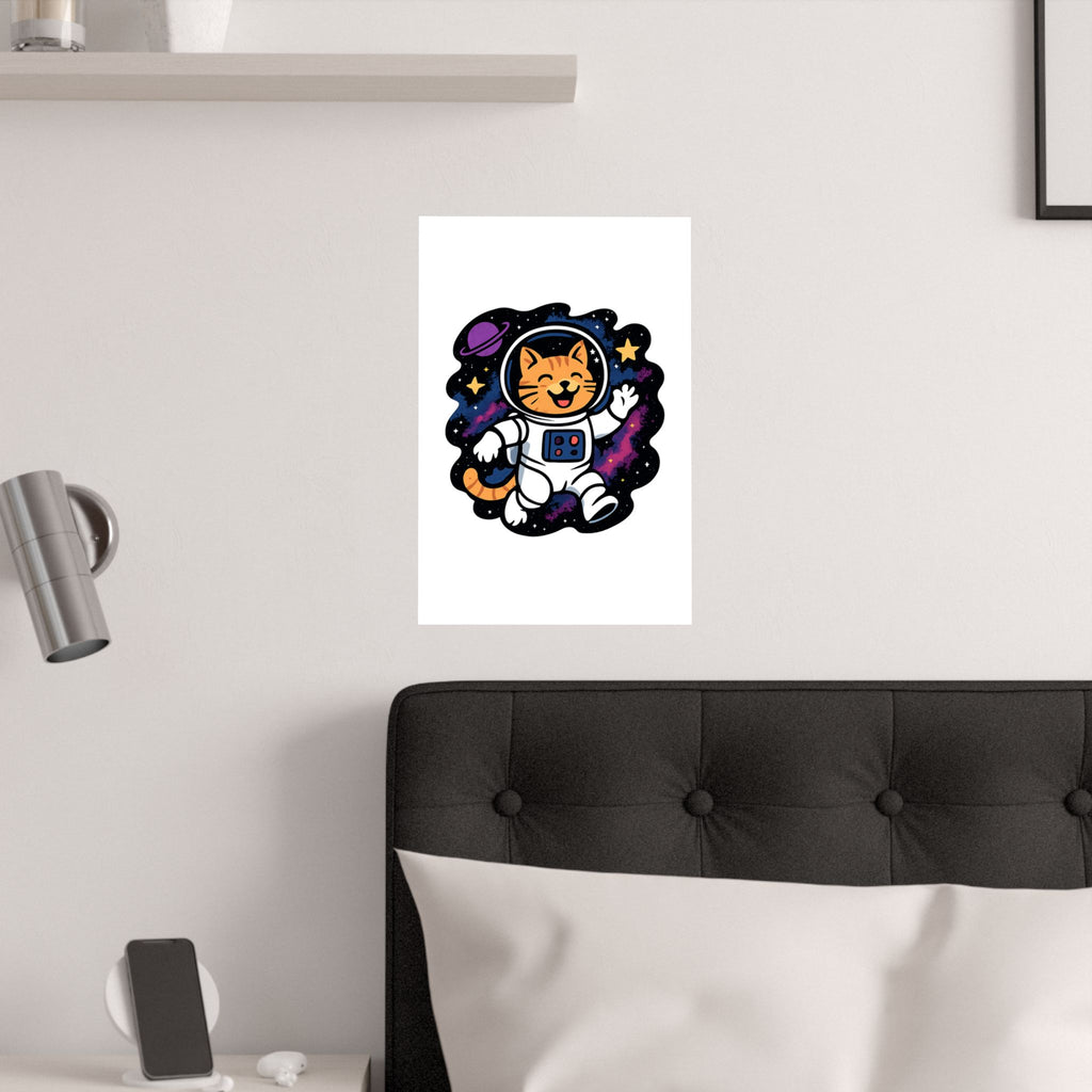 Cat Astronaut Galaxy Poster, Space Cat Wall Art, Funny Cat Lover Gift, Nebula Cat Print, Whimsical Space Room Decor, Quirky Wall Art