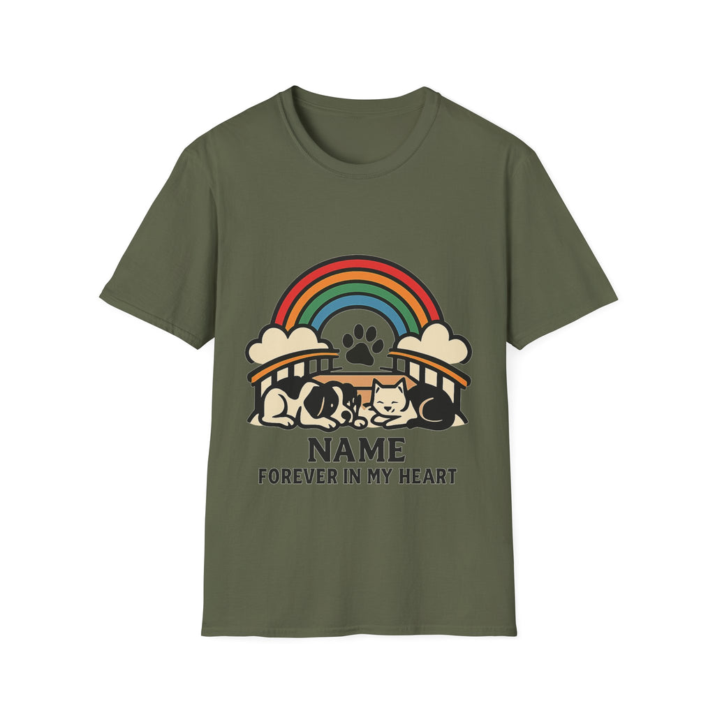 Rainbow Bridge Pet Memorial Shirt, Personalized Dog Cat Loss Gift, Custom Pet Remembrance Tee, Pet Memorial Sympathy Gift