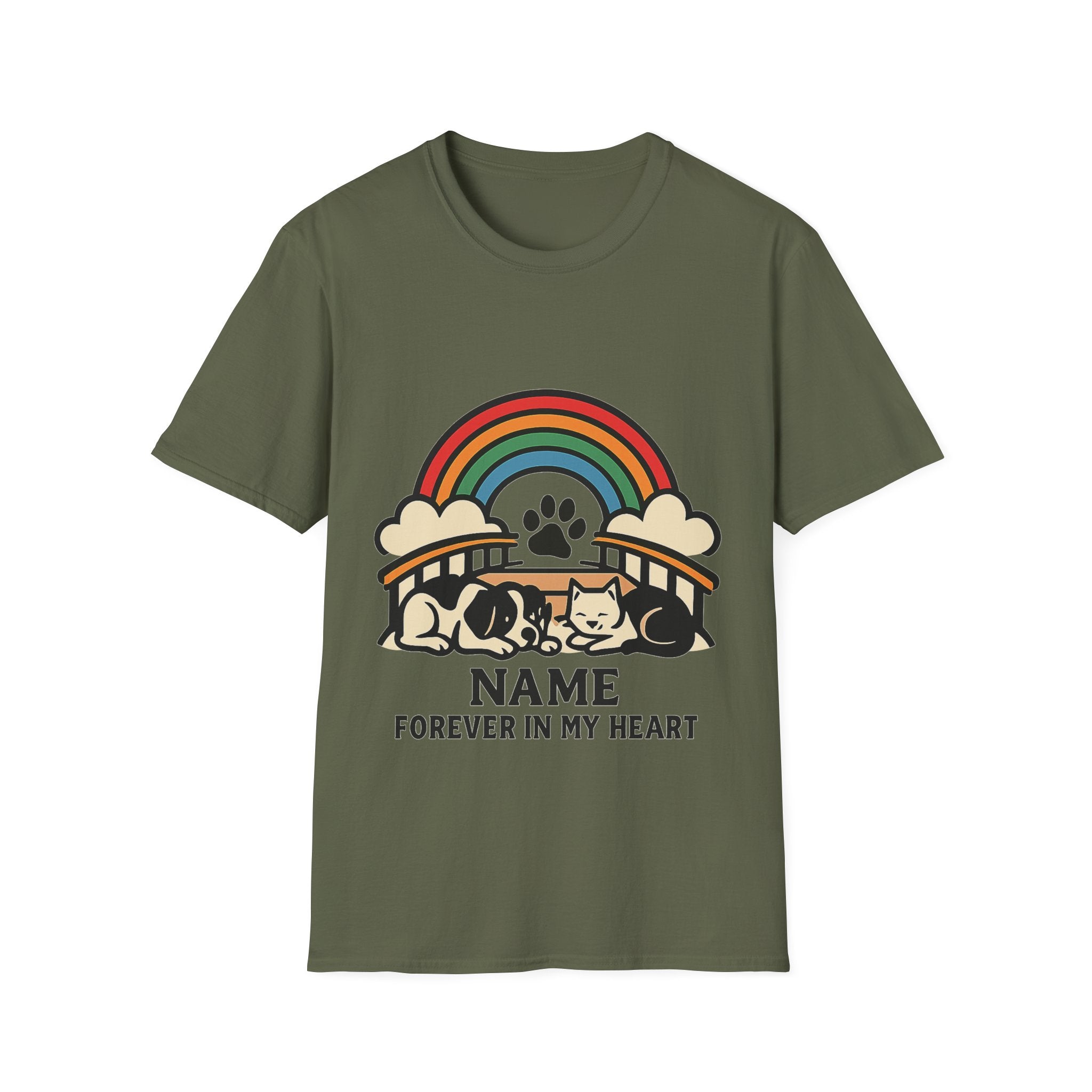 Rainbow Bridge Pet Memorial Shirt, Personalized Dog Cat Loss Gift, Custom Pet Remembrance Tee, Pet Memorial Sympathy Gift