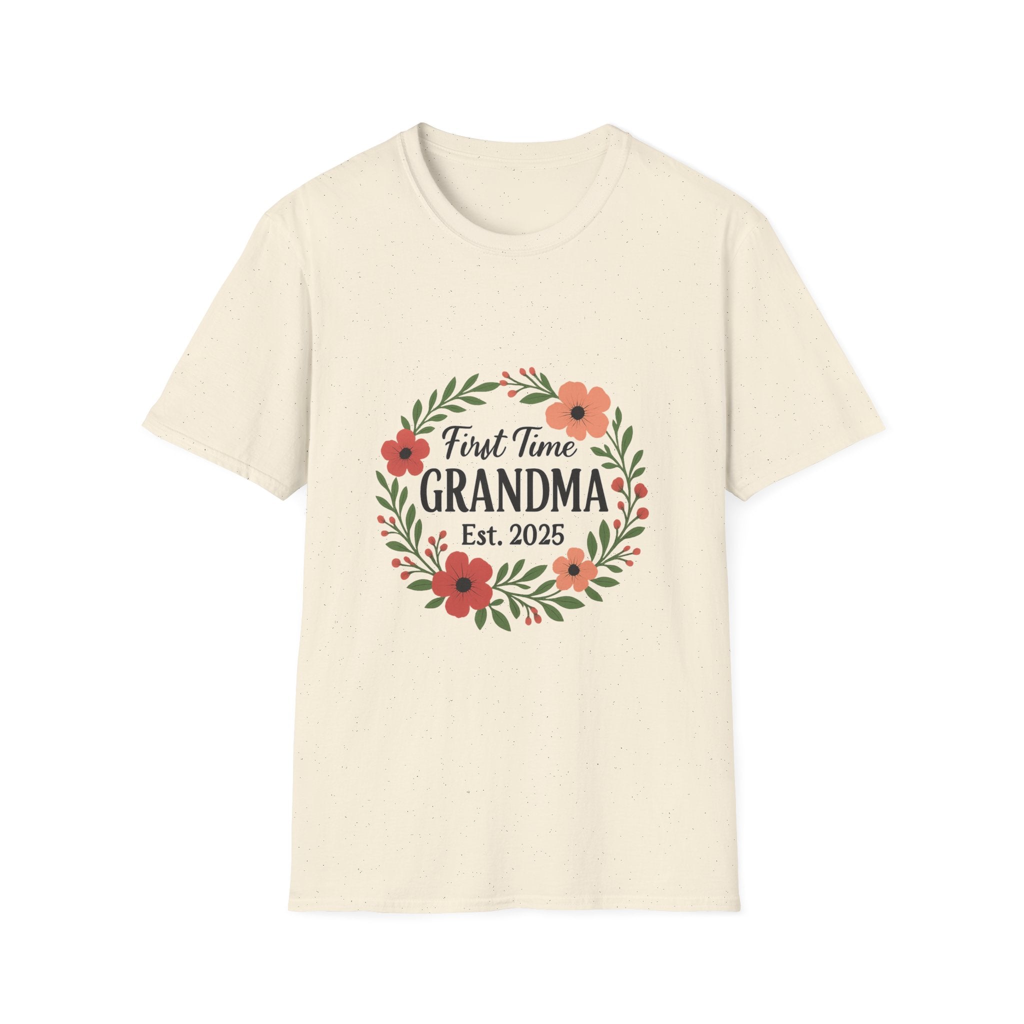 First Time Grandma Est 2025 Shirt New Grandmother Announcement Pregnancy Reveal Gift Floral Wreath Tshirt Mothers Day Gift