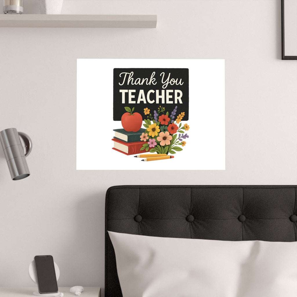 Thank You Teacher Gift Wildflower Watercolor Poster Classroom Wall Art Appreciation Print End of Year School Decor