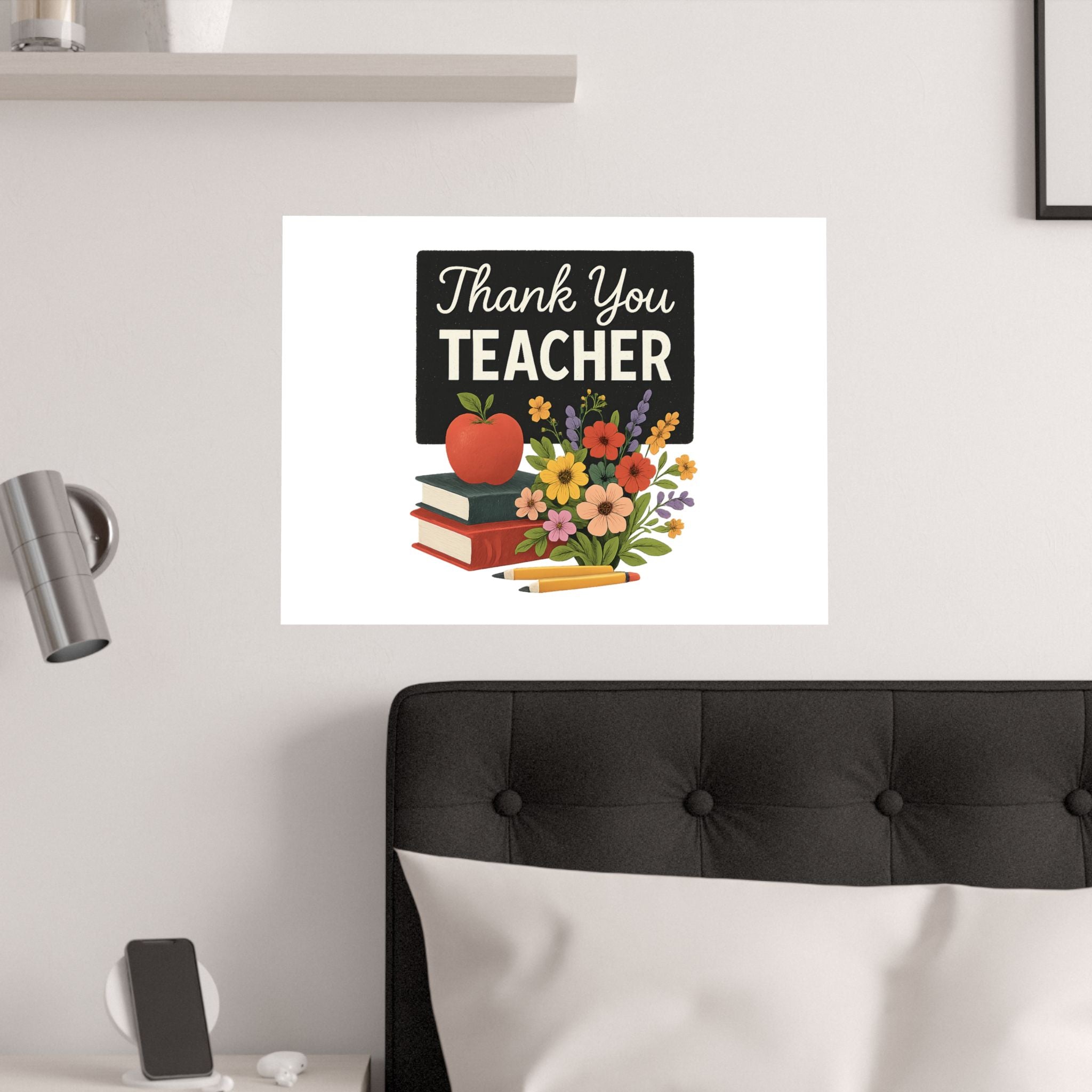 Thank You Teacher Gift Wildflower Watercolor Poster Classroom Wall Art Appreciation Print End of Year School Decor