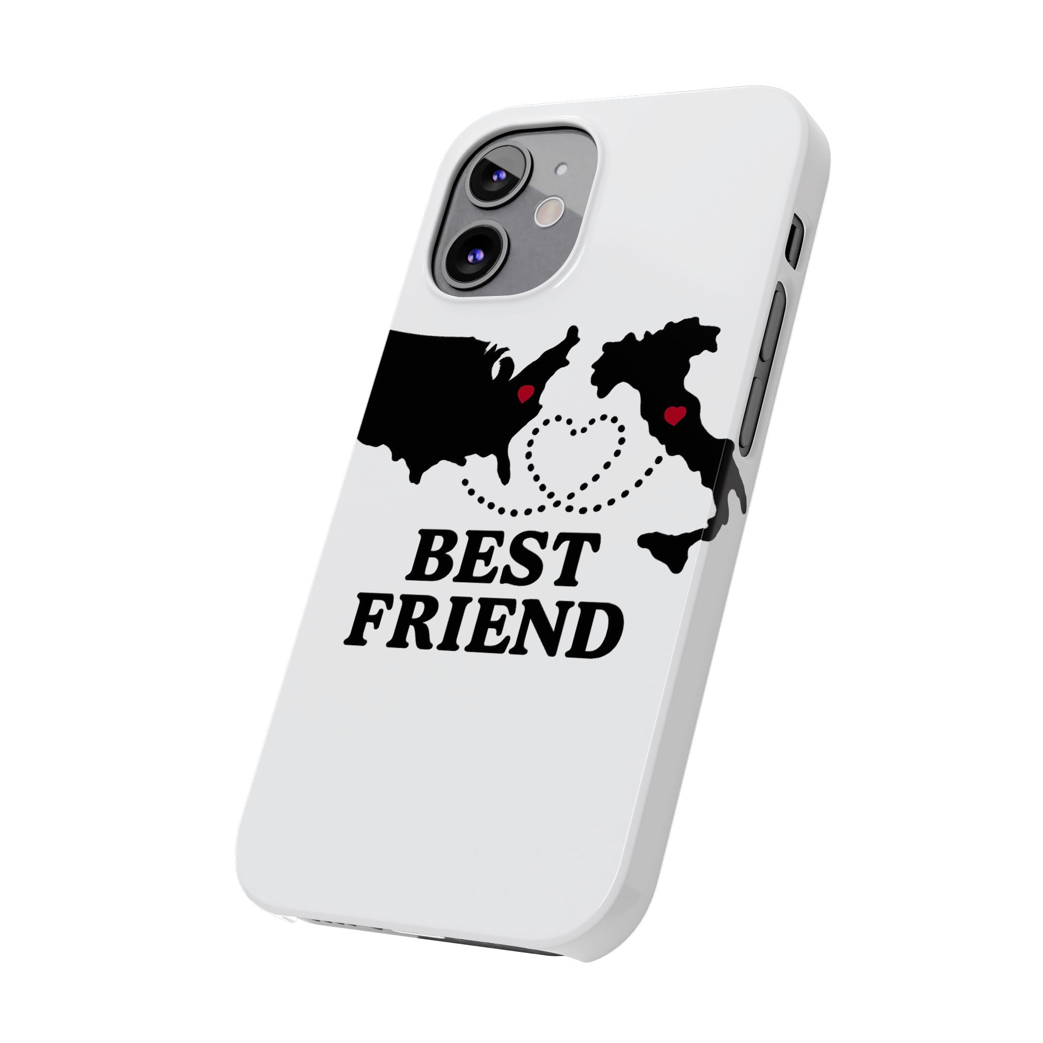 Long Distance Friendship Phone Case Personalized Coordinates Gift Best Friend Custom Location Map Heart Connection BFF