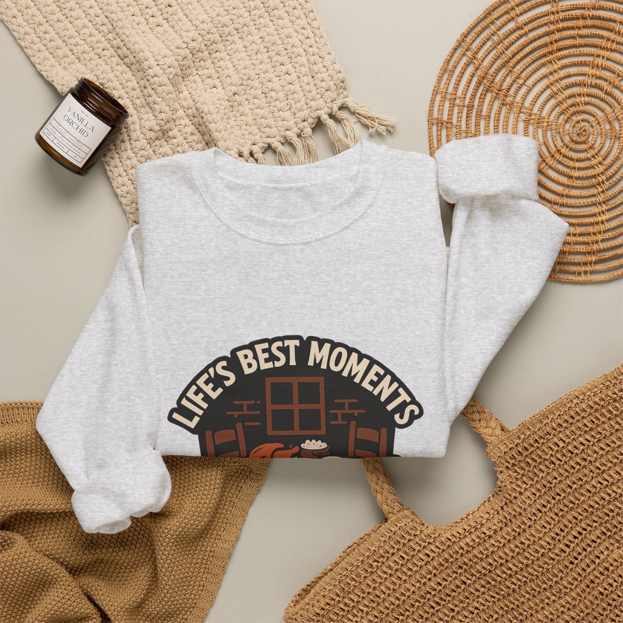 Life's Best Moments At The Table Sweatshirt, Family Dinner Crewneck, Cozy Kitchen Gift for Mom, Farmhouse Comfort Food Lover
