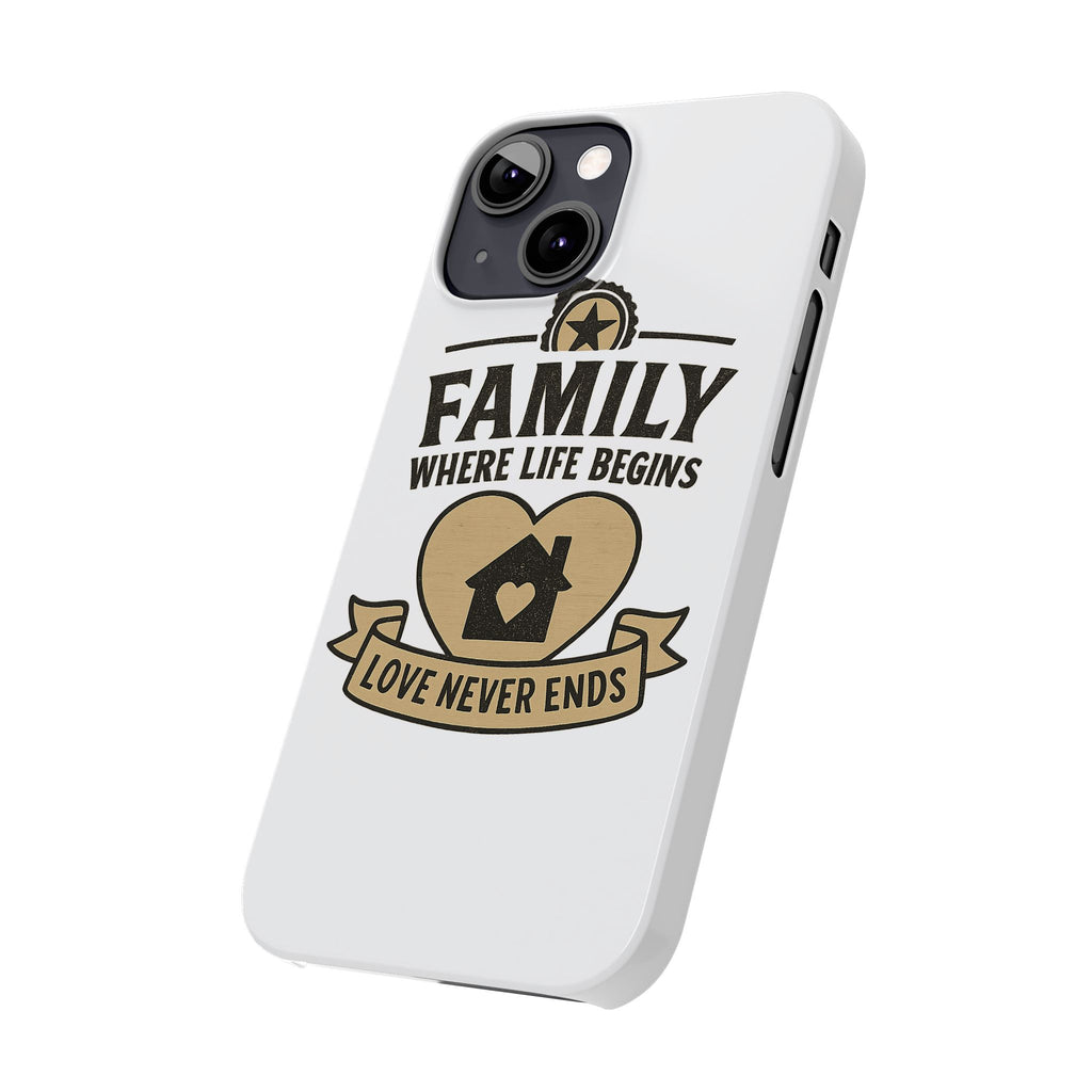 Family Where Life Begins Love Never Ends Phone Case, Rustic Farmhouse Gift for Mom Grandma, Mother's Day Gift, Heart Home Decor