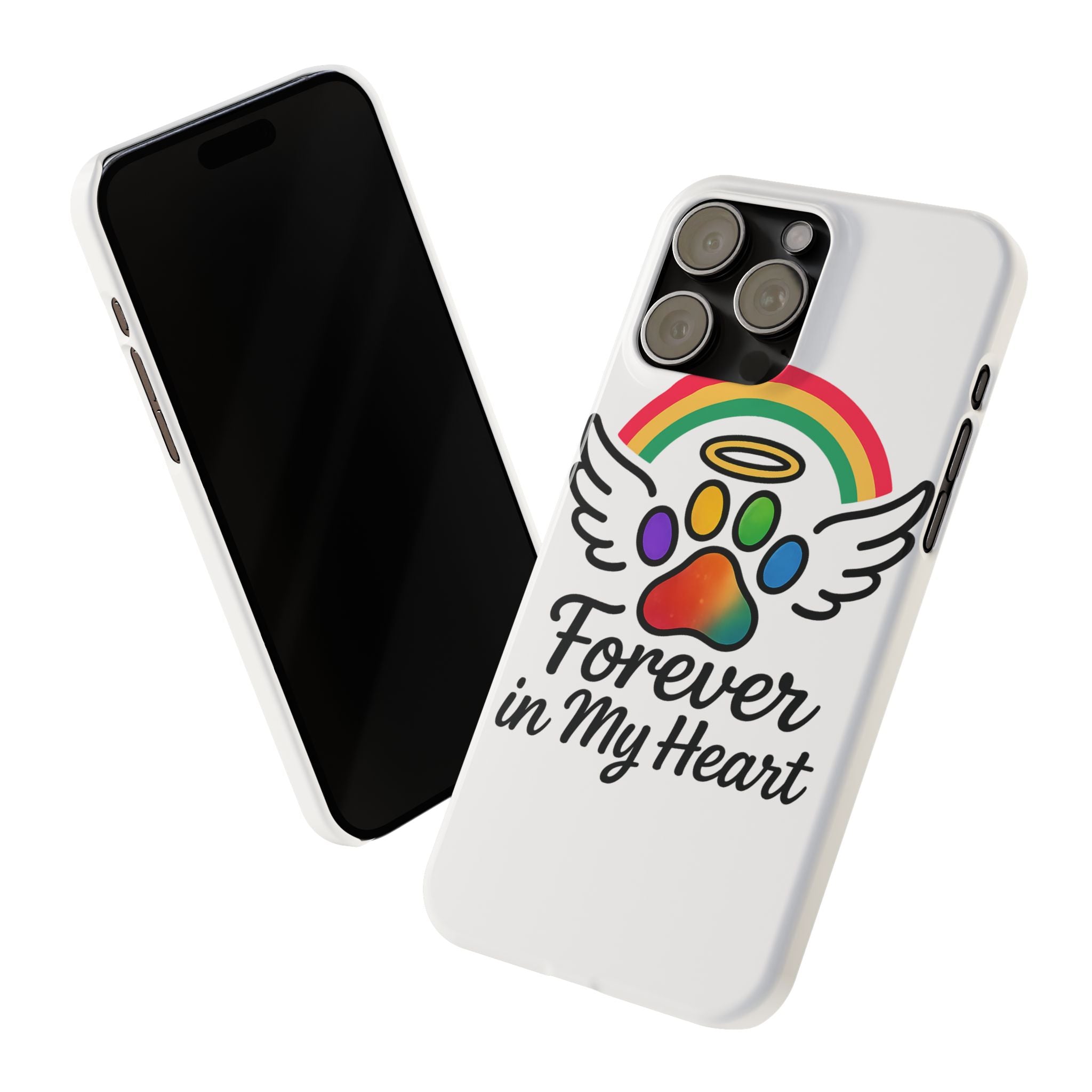 Rainbow Bridge Pet Memorial Phone Case Forever in My Heart Dog Cat Loss Sympathy Gift Remembrance Watercolor Paw Print Angel Pet