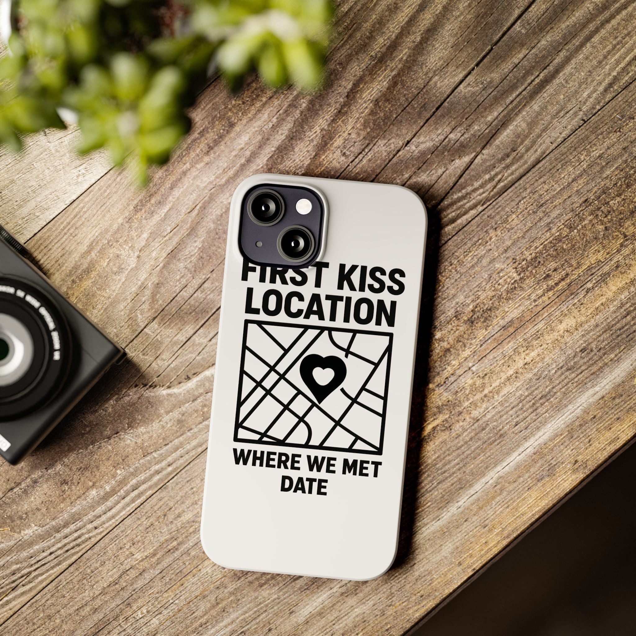 First Kiss Location Phone Case Custom Map Where We Met Anniversary Gift Personalized Couples Phone Case Heart Marker