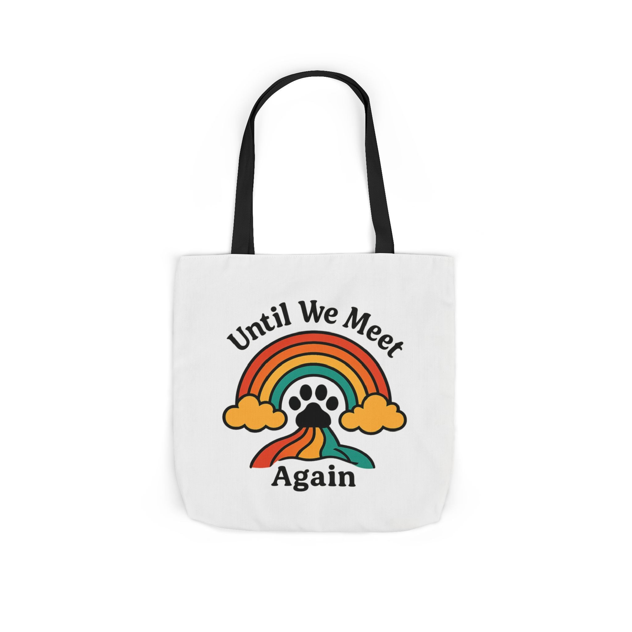 Rainbow Bridge Pet Memorial Tote Bag, Pet Loss Gift, Dog Cat Paw Print Remembrance Bag, Until We Meet Again Sympathy Gift