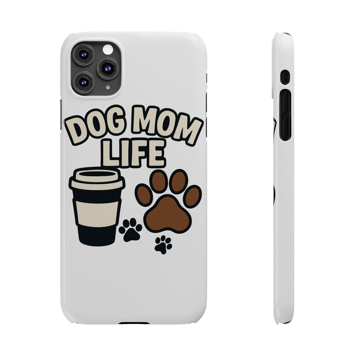 Dog Mom Life Phone Case, Coffee & Paws Illustrated Design, Gift for Dog Lover, Pet Parent Phone Case, Dog Owner Gift