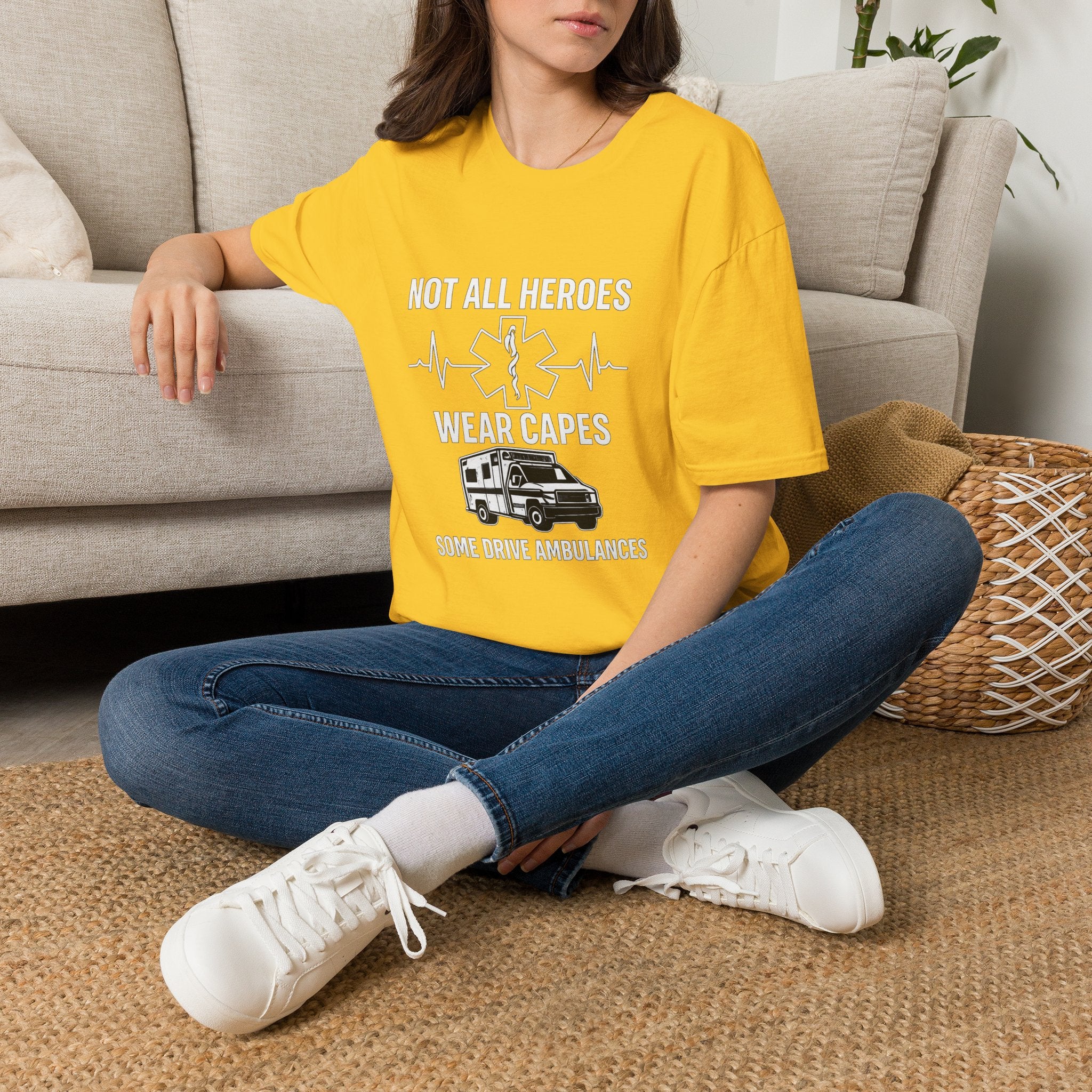 Not All Heroes Wear Capes Some Drive Ambulances Shirt, EMS Paramedic Gift, EMT Appreciation Tee, Star of Life, Thin White Line