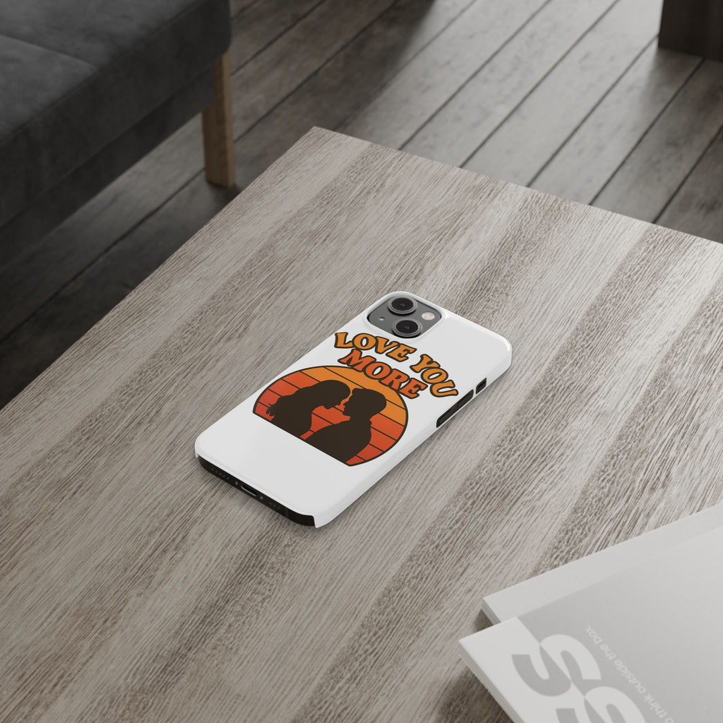 Love You More Phone Case Retro Sunset 70s Vintage Romantic Groovy Aesthetic Cute Couple Gift for Girlfriend Wife Anniversary