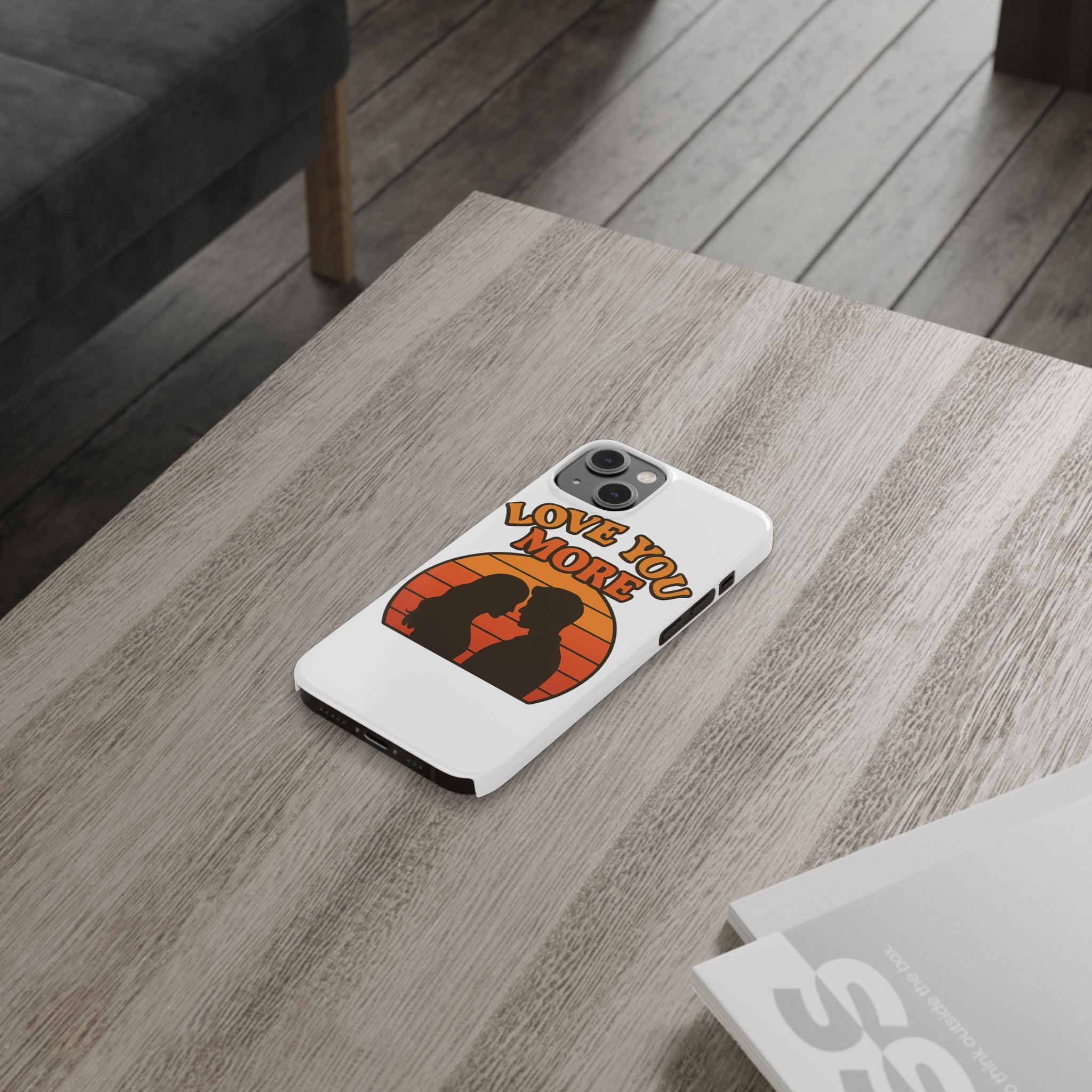 Love You More Phone Case Retro Sunset 70s Vintage Romantic Groovy Aesthetic Cute Couple Gift for Girlfriend Wife Anniversary