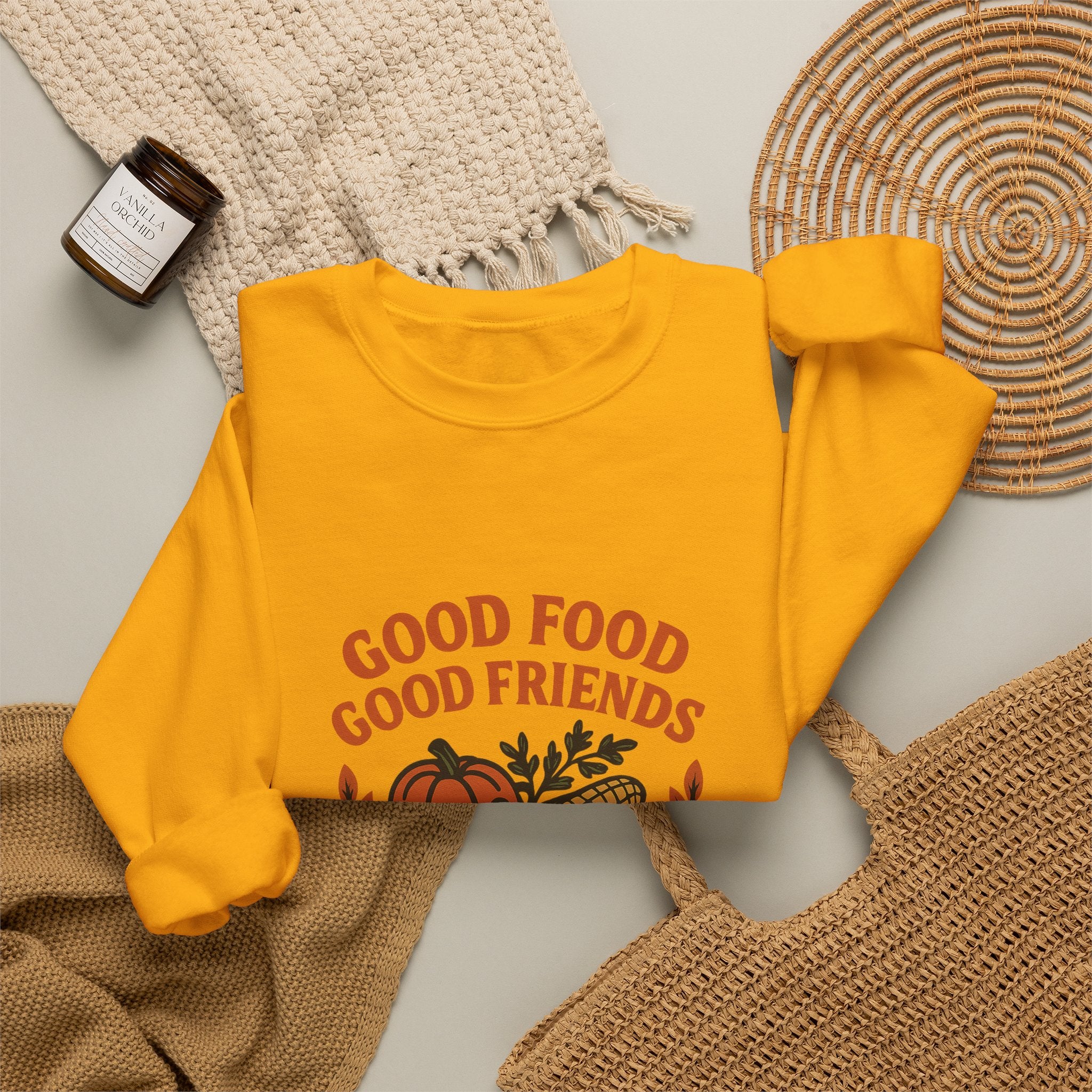 Good Food Good Friends Grateful Heart Sweatshirt, Thanksgiving Hostess Gift, Cooking Sweatshirt, Kitchen Lover Gift, Autumn Cozy Top