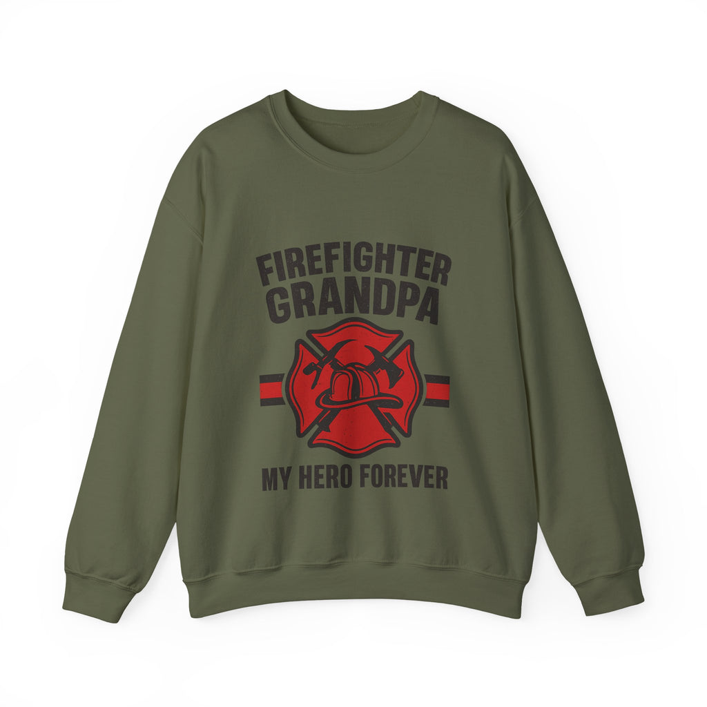 Firefighter Grandpa Sweatshirt My Hero Forever Gift Vintage Fire Station Badge Grandparents Day Fireman Grandfather Shirt