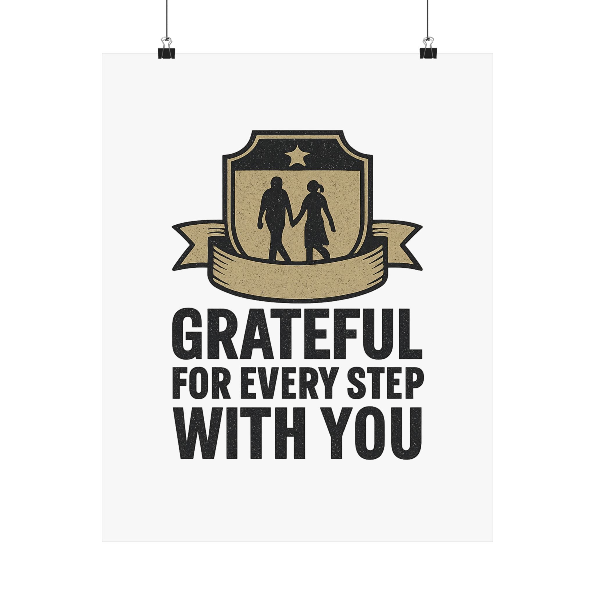 Grateful For Every Step With You Poster Anniversary Gift Relationship Milestone Couple Wall Art Vintage Gratitude Print