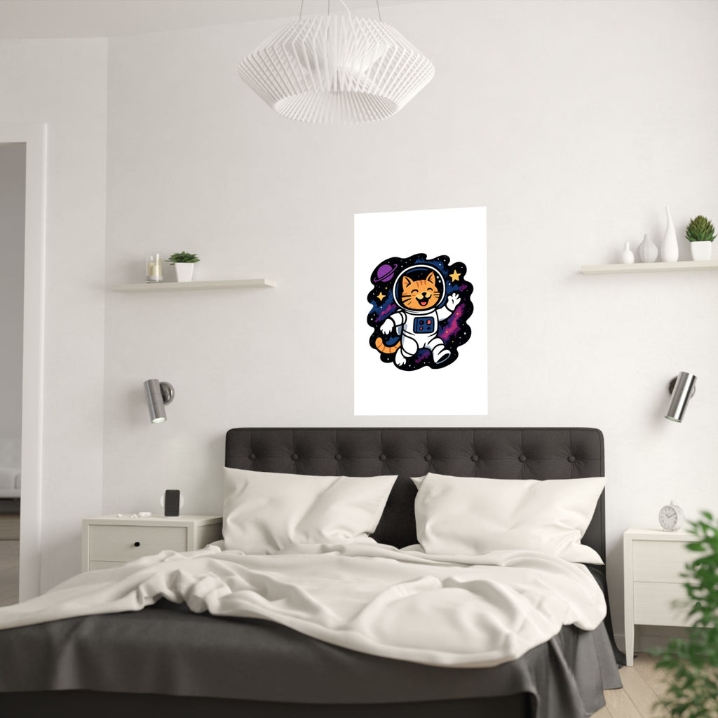 Cat Astronaut Galaxy Poster, Space Cat Wall Art, Funny Cat Lover Gift, Nebula Cat Print, Whimsical Space Room Decor, Quirky Wall Art