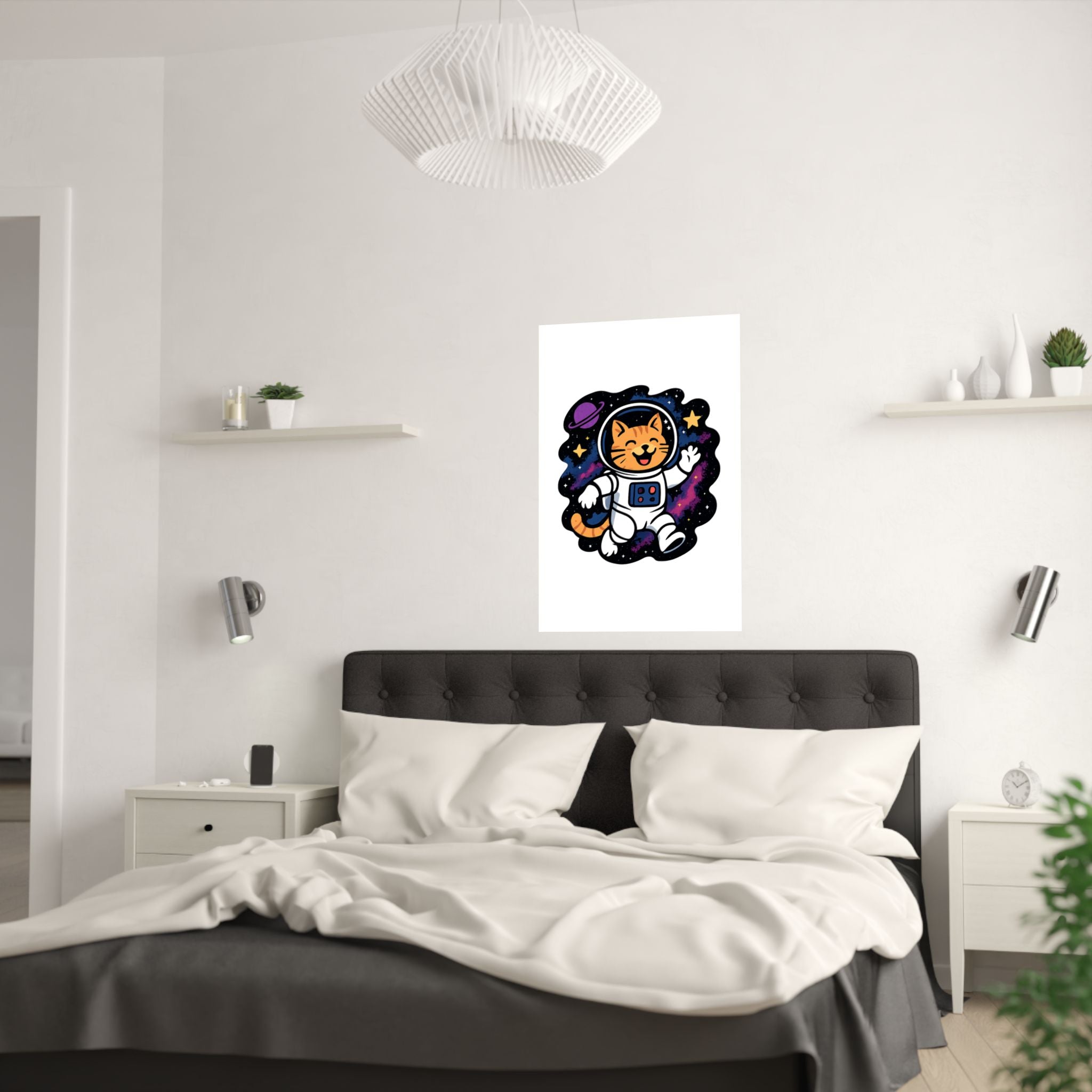 Cat Astronaut Galaxy Poster, Space Cat Wall Art, Funny Cat Lover Gift, Nebula Cat Print, Whimsical Space Room Decor, Quirky Wall Art