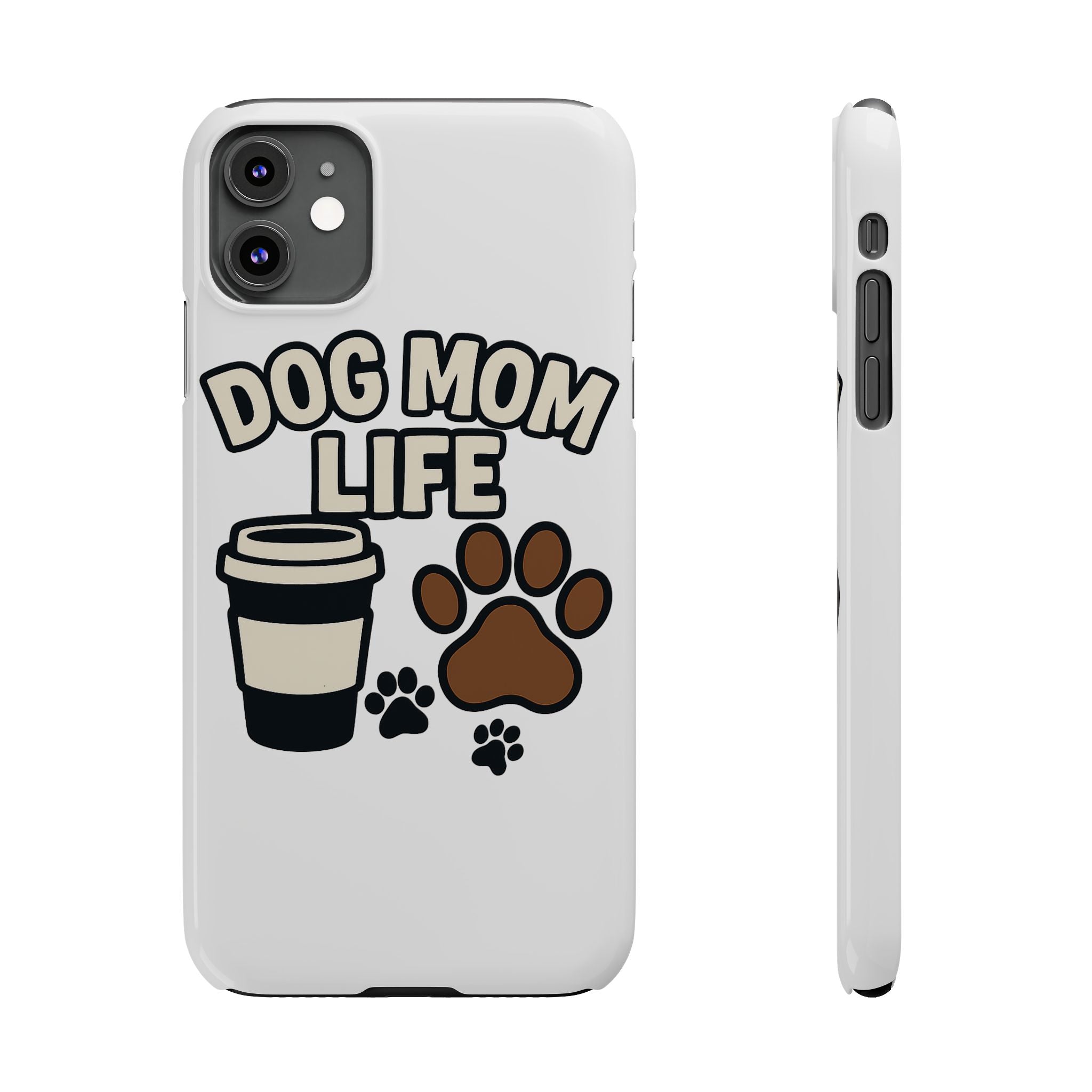 Dog Mom Life Phone Case, Coffee & Paws Illustrated Design, Gift for Dog Lover, Pet Parent Phone Case, Dog Owner Gift