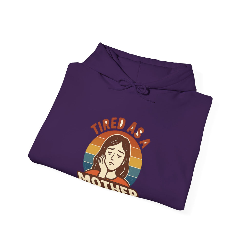 Tired As A Mother Hoodie Vintage Rainbow Retro Mom Life Sweatshirt Funny Exhausted Parent Gift Mothers Day Gift