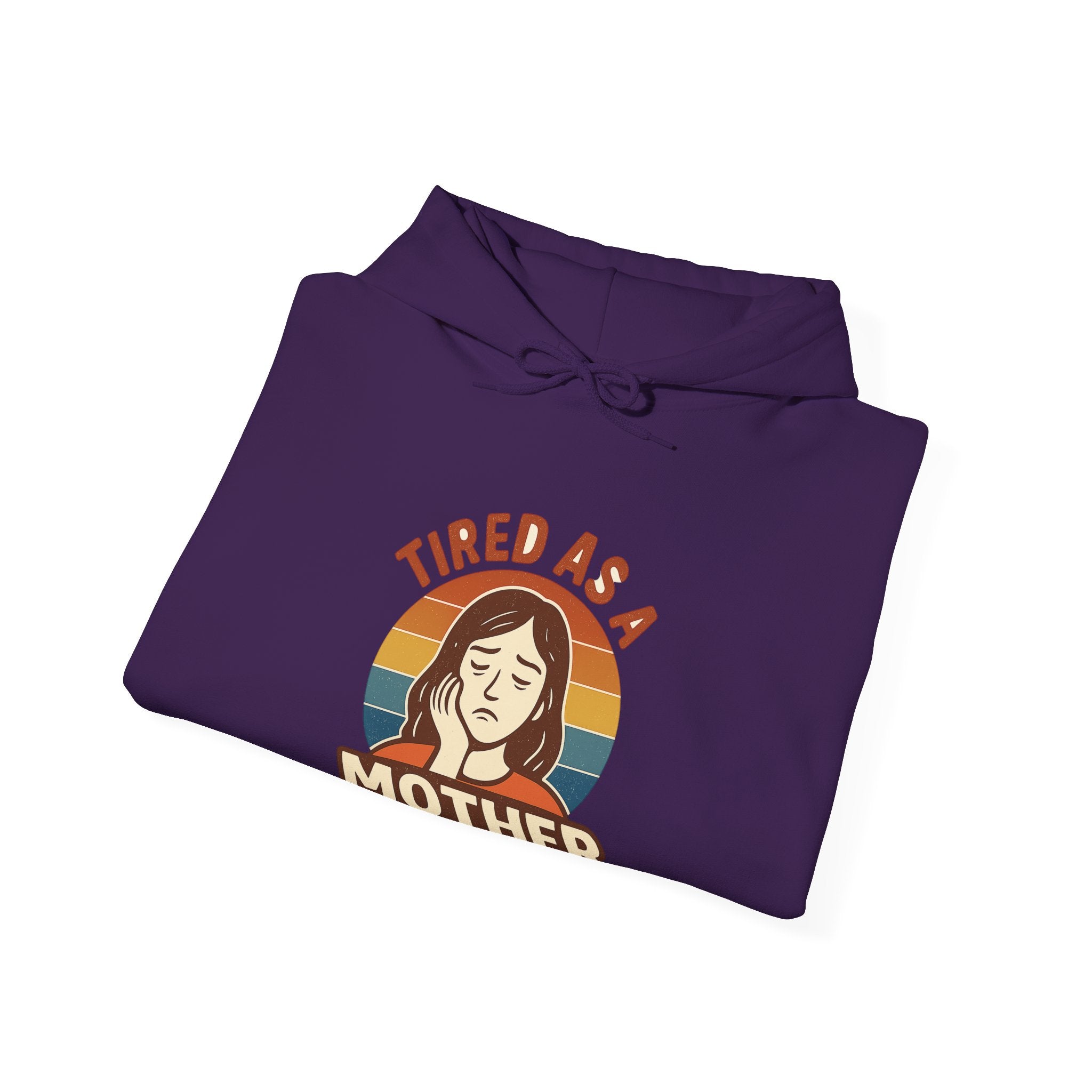 Tired As A Mother Hoodie Vintage Rainbow Retro Mom Life Sweatshirt Funny Exhausted Parent Gift Mothers Day Gift