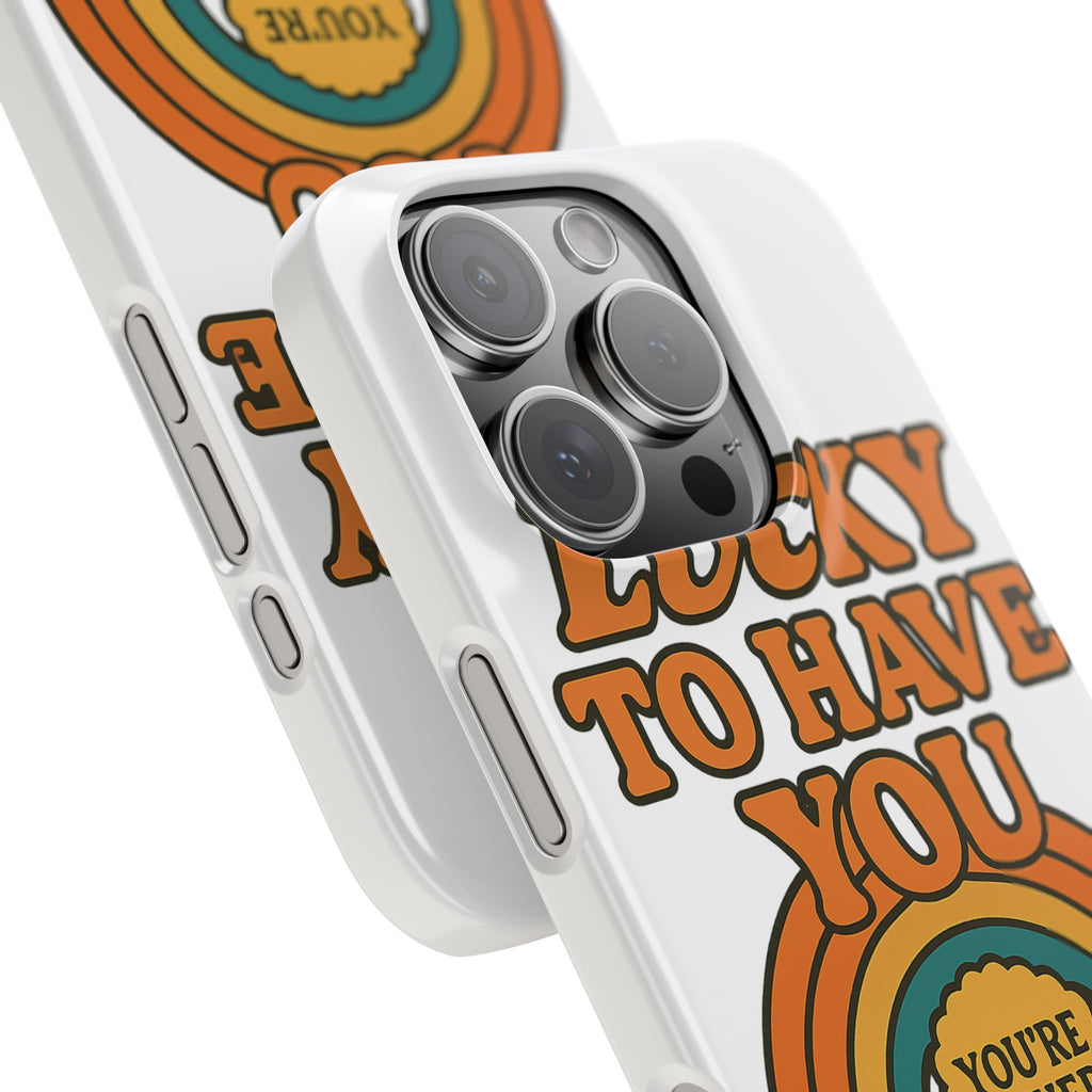 Lucky To Have You Phone Case Friendship Gift Best Friend Galentines Day Retro 70s Rainbow Vintage Appreciation Bestie Squad