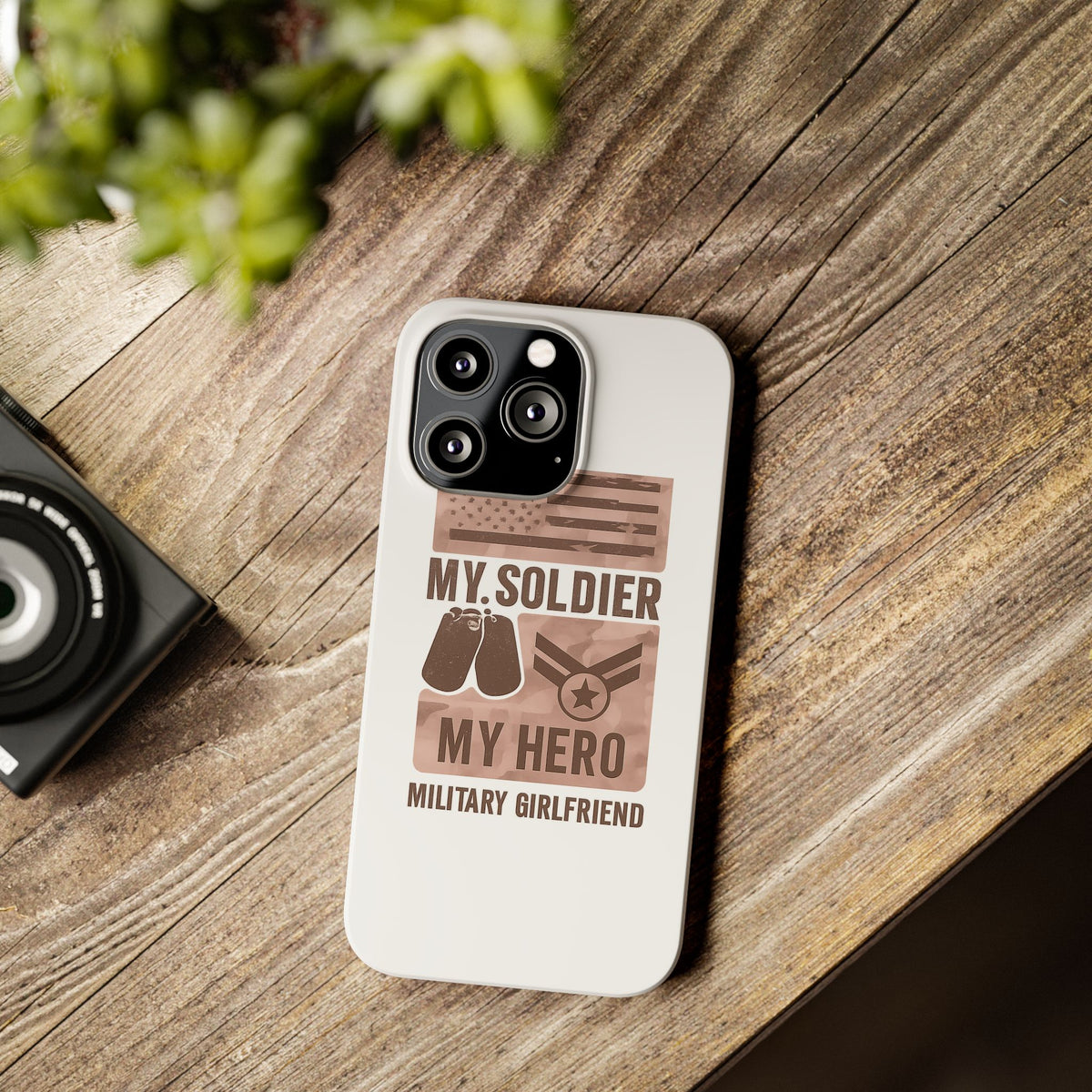 Military Girlfriend Phone Case Rose Gold Camouflage My Soldier My Hero Gift for Army Navy Air Force Girlfriend