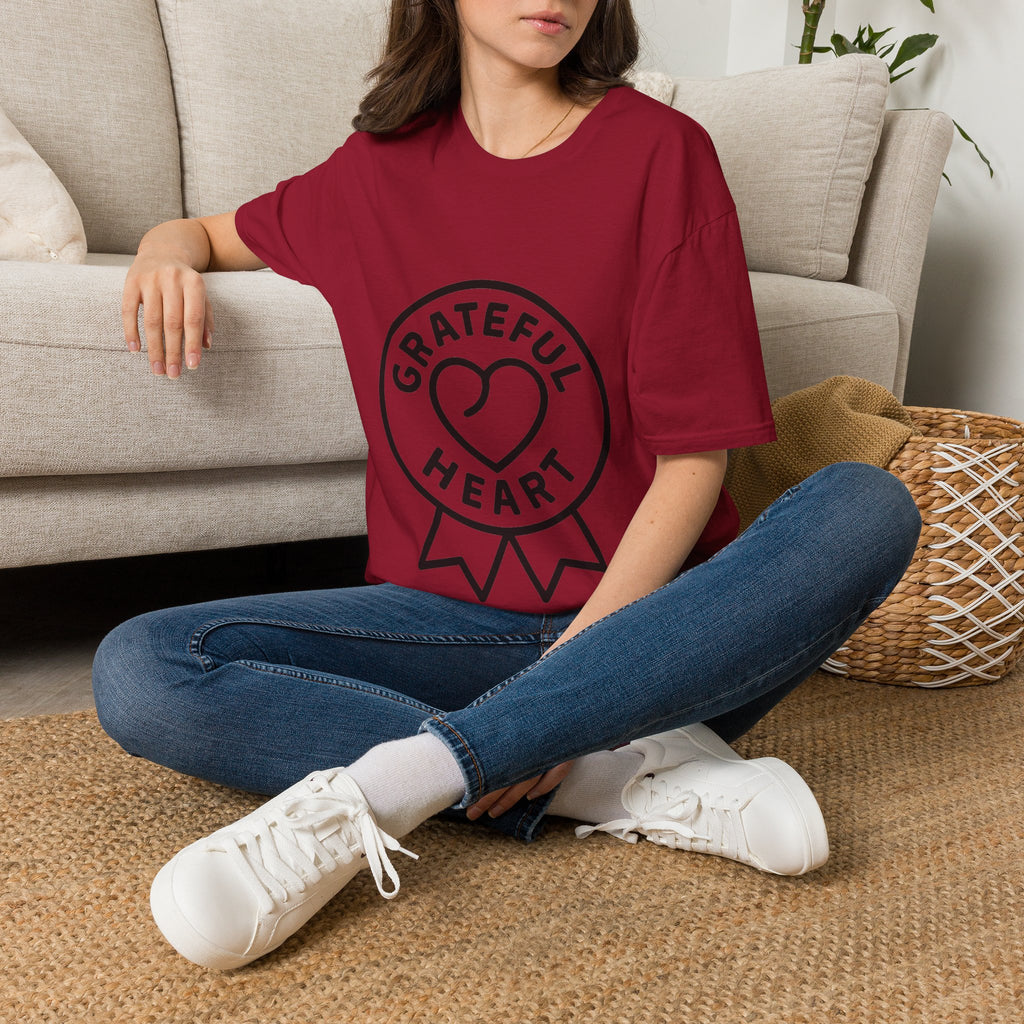 Grateful Heart T-Shirt, Minimalist Line Art Gratitude Shirt, Wellness Tee, Mindfulness Gift, Positive Affirmation Clothing