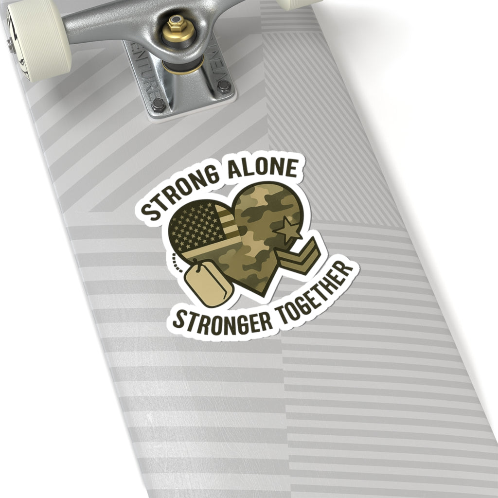 Military Deployment Sticker Strong Alone Stronger Together Camouflage Heart Military Spouse Gift Patriotic励 Army Navy Support