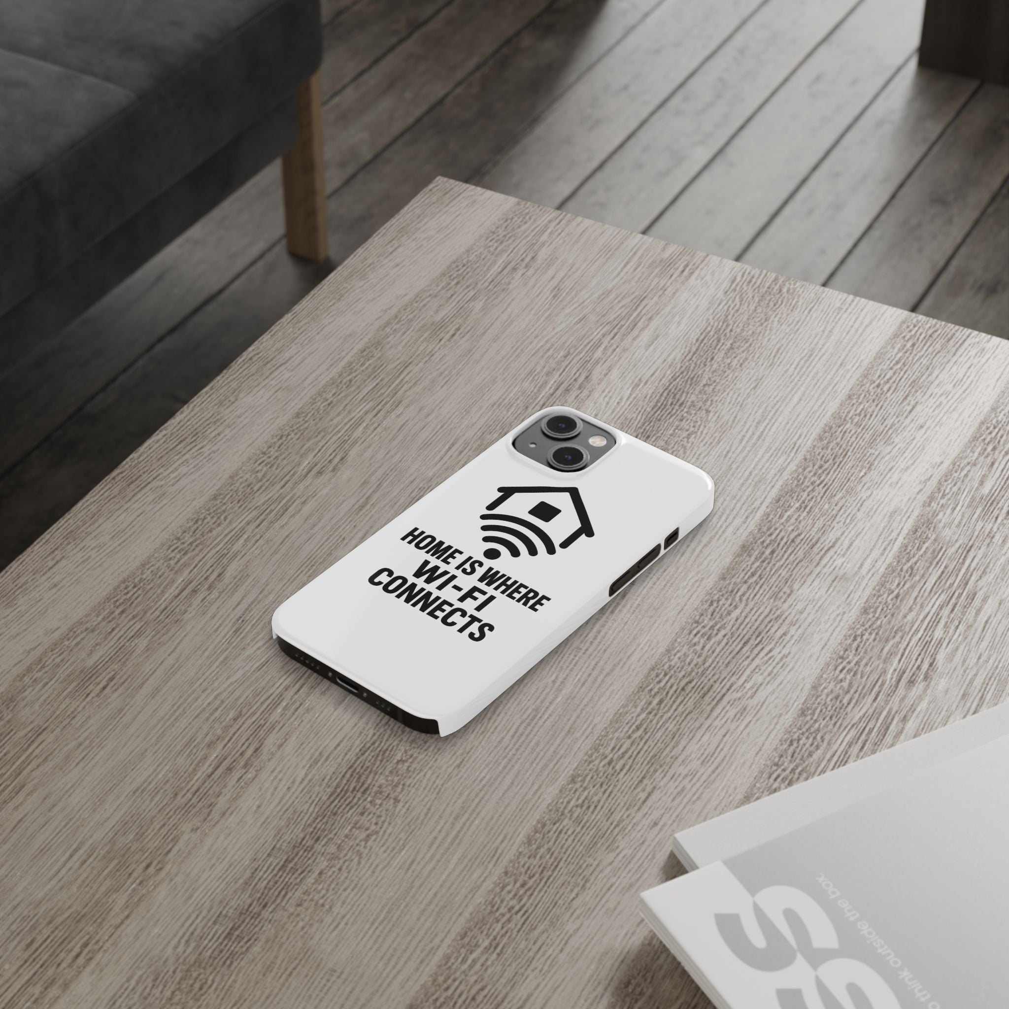 Home Is Where WiFi Connects Phone Case Funny Millennial Gift Tech Lover Housewarming Present Modern Minimalist Humor Gift