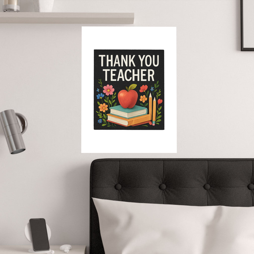 Thank You Teacher Gift Poster, Wildflower Watercolor Classroom Decor, Teacher Appreciation Wall Art, End of Year Gift