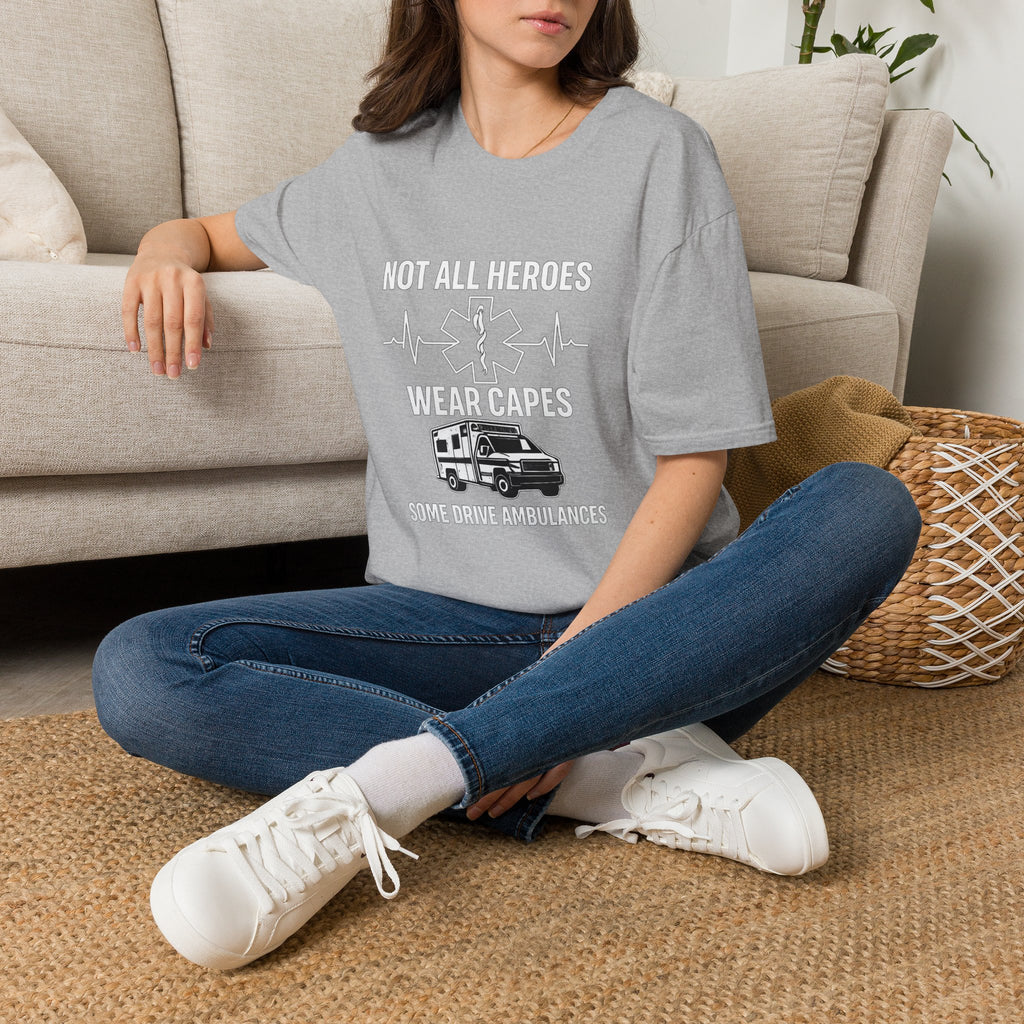 Not All Heroes Wear Capes Some Drive Ambulances Shirt, EMS Paramedic Gift, EMT Appreciation Tee, Star of Life, Thin White Line