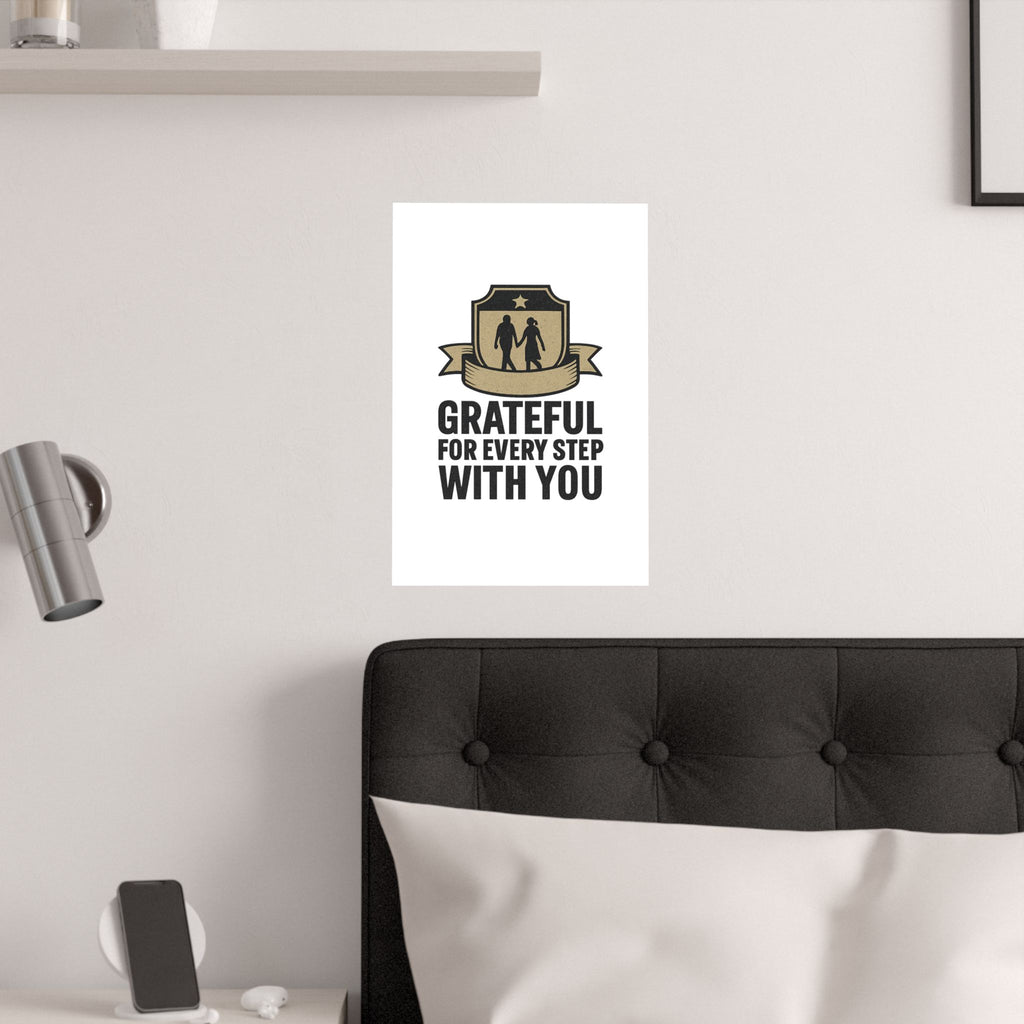 Grateful For Every Step With You Poster Anniversary Gift Relationship Milestone Couple Wall Art Vintage Gratitude Print