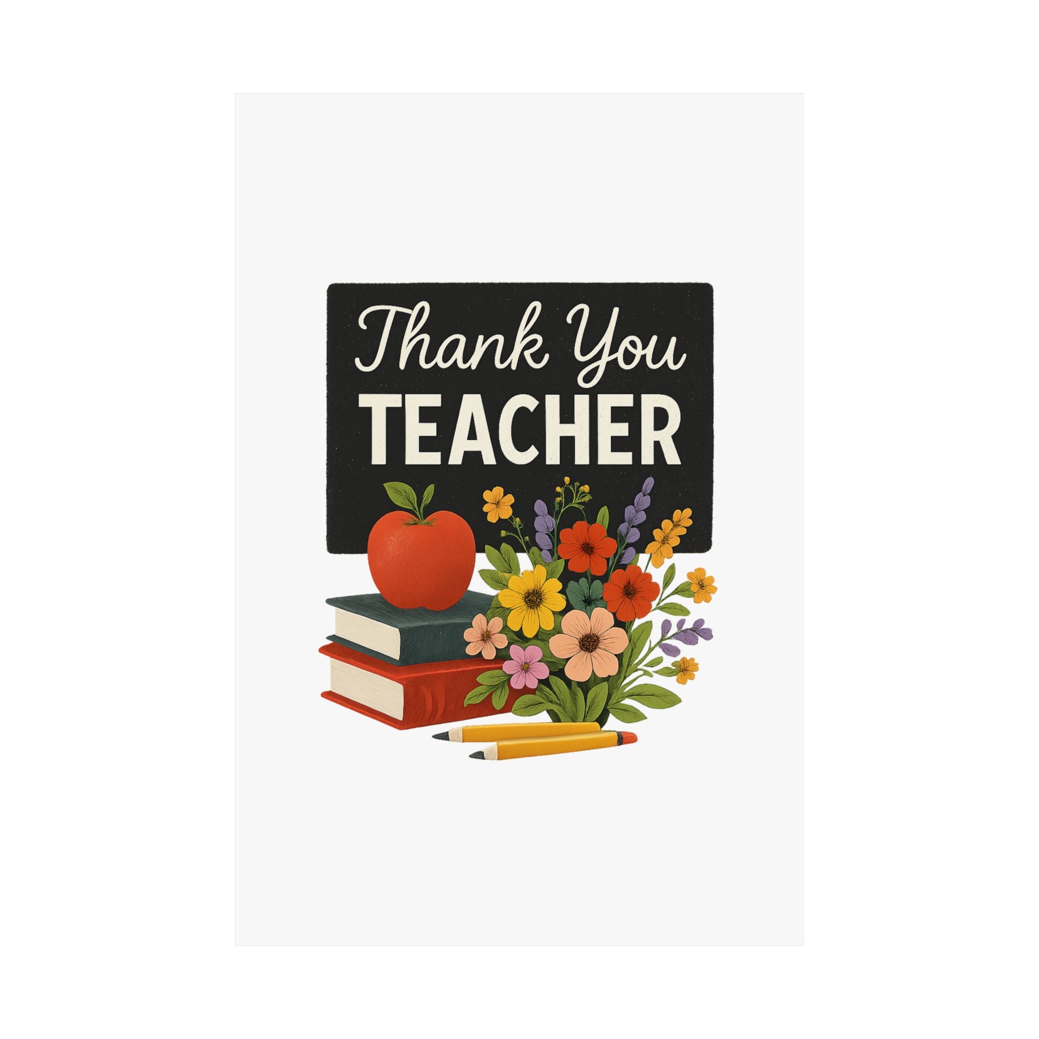 Thank You Teacher Gift Wildflower Watercolor Poster Classroom Wall Art Appreciation Print End of Year School Decor