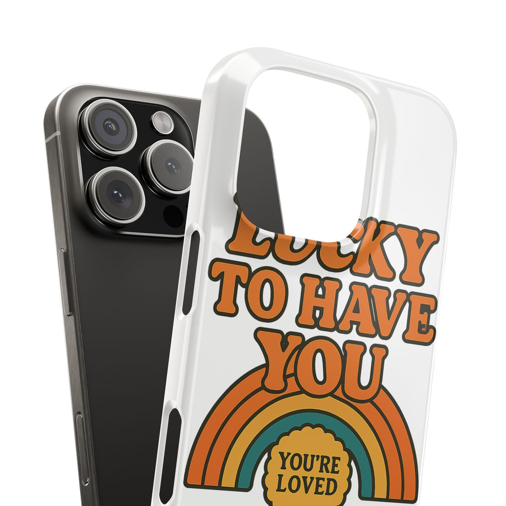 Lucky To Have You Phone Case Friendship Gift Best Friend Galentines Day Retro 70s Rainbow Vintage Appreciation Bestie Squad