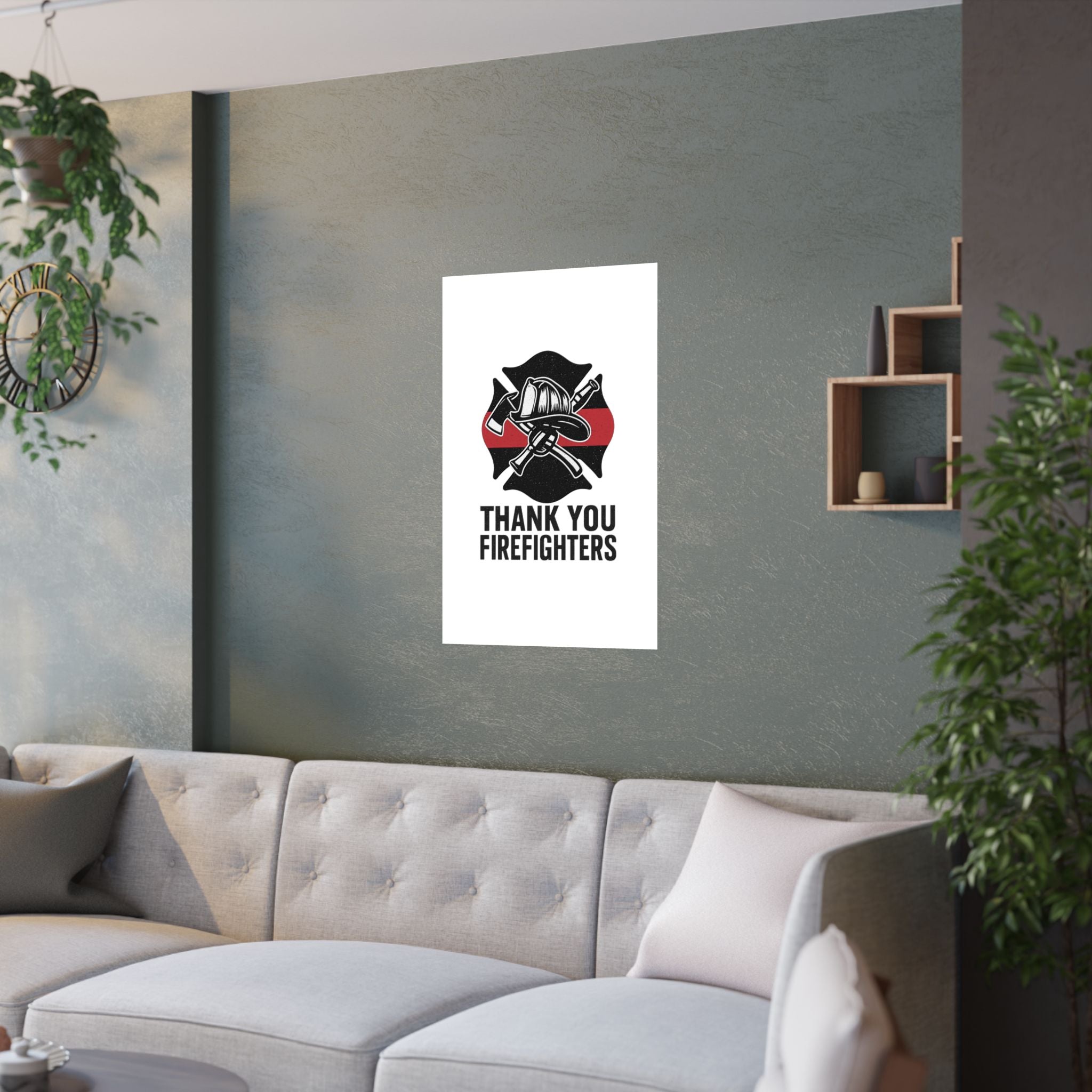 Thank You Firefighters Poster, Firefighter Appreciation Gift, Fire Station Wall Art, Fire Prevention Week Decor, Hero Tribute Print