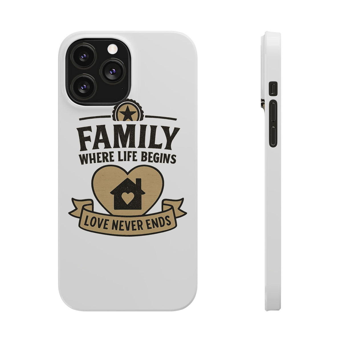 Family Where Life Begins Love Never Ends Phone Case, Rustic Farmhouse Gift for Mom Grandma, Mother's Day Gift, Heart Home Decor