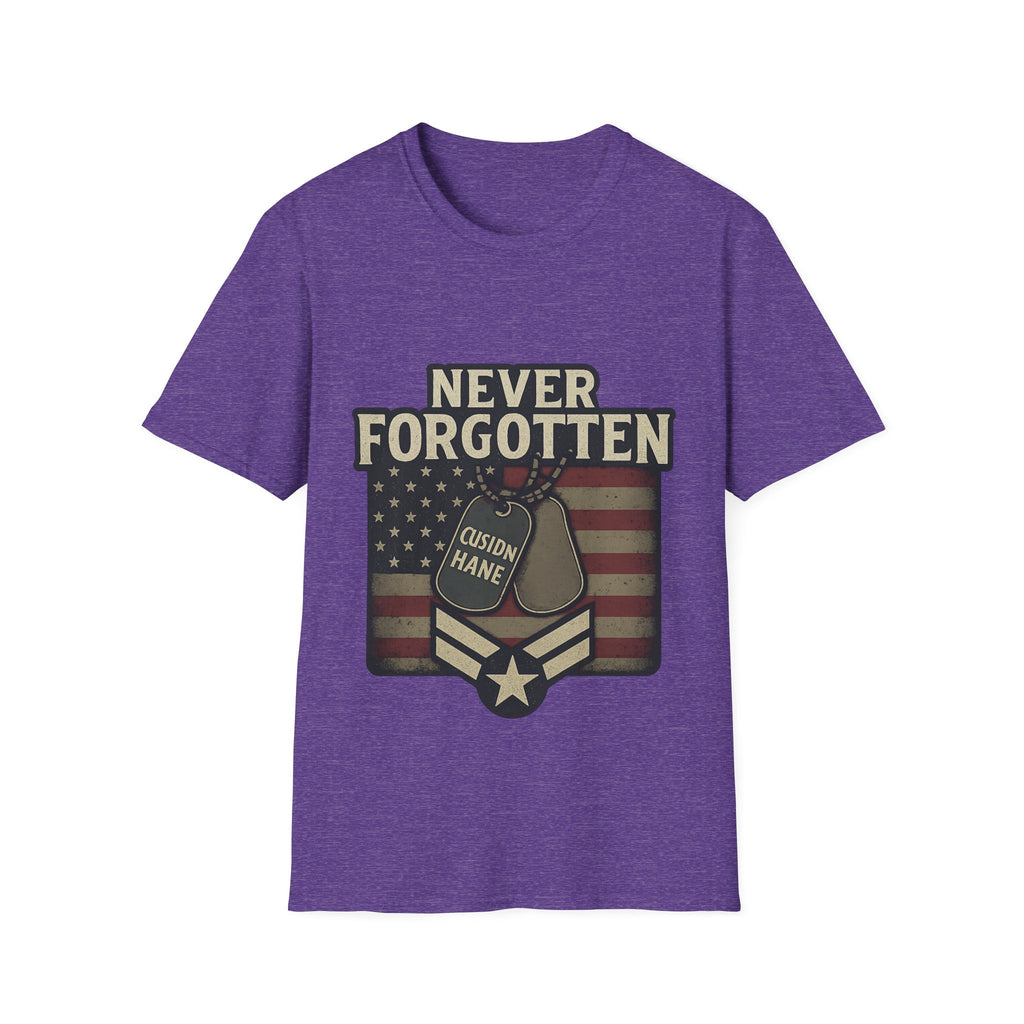 Never Forgotten Veteran Memorial Shirt Custom Name Military Tribute Tee Gold Star Family Gift Personalized Remembrance Tshirt