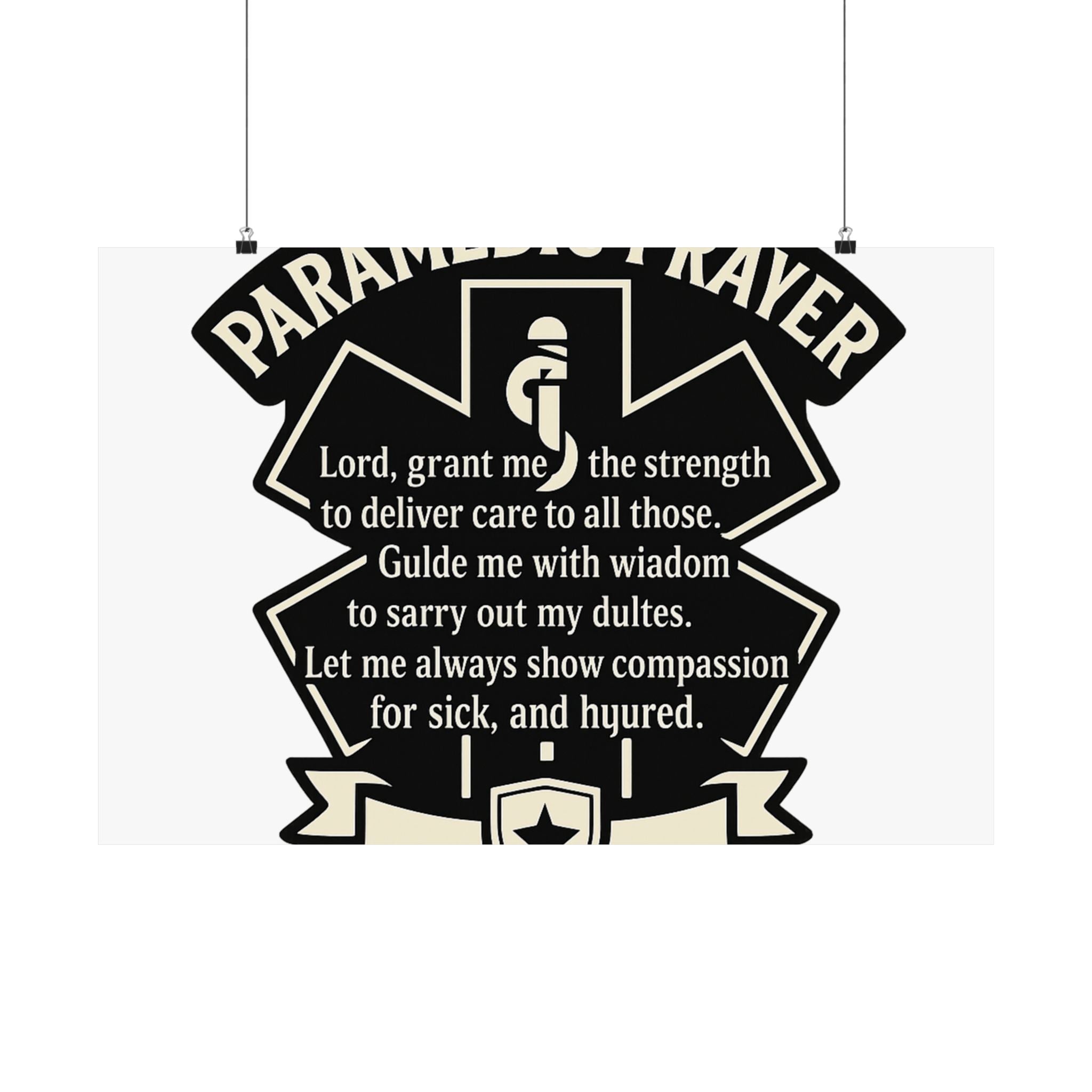 Paramedic Prayer Poster, EMS Gift, Star of Life Wall Art, Paramedic Graduation Gift, EMT Decor, First Responder Print, Thin White Line