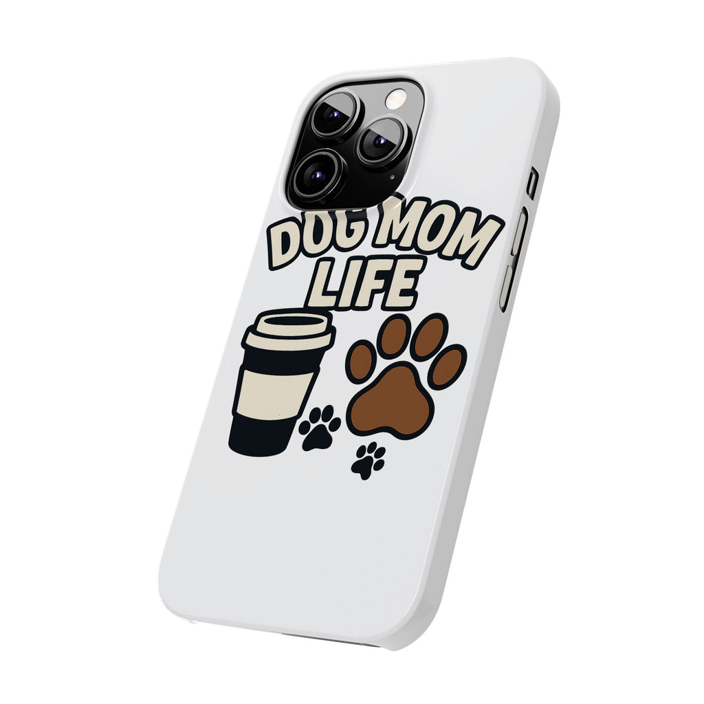 Dog Mom Life Phone Case, Coffee & Paws Illustrated Design, Gift for Dog Lover, Pet Parent Phone Case, Dog Owner Gift