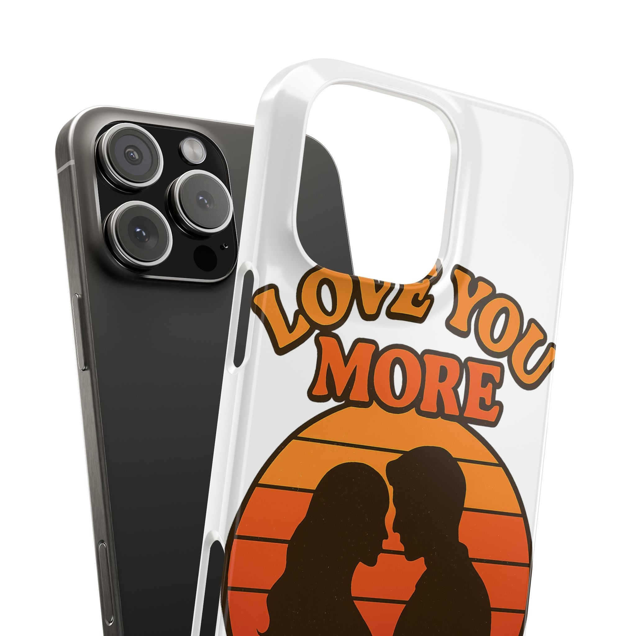 Love You More Phone Case Retro Sunset 70s Vintage Romantic Groovy Aesthetic Cute Couple Gift for Girlfriend Wife Anniversary