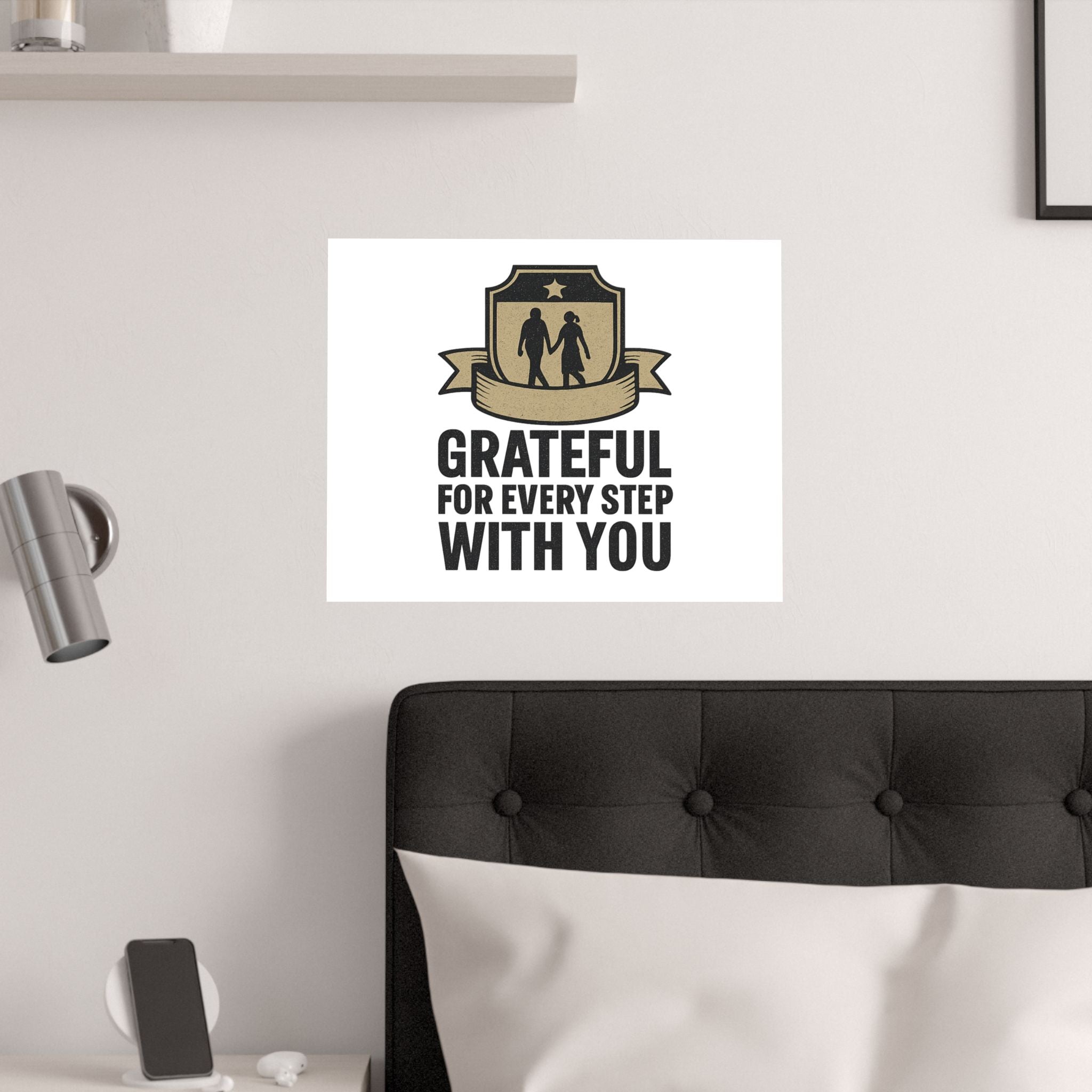 Grateful For Every Step With You Poster Anniversary Gift Relationship Milestone Couple Wall Art Vintage Gratitude Print