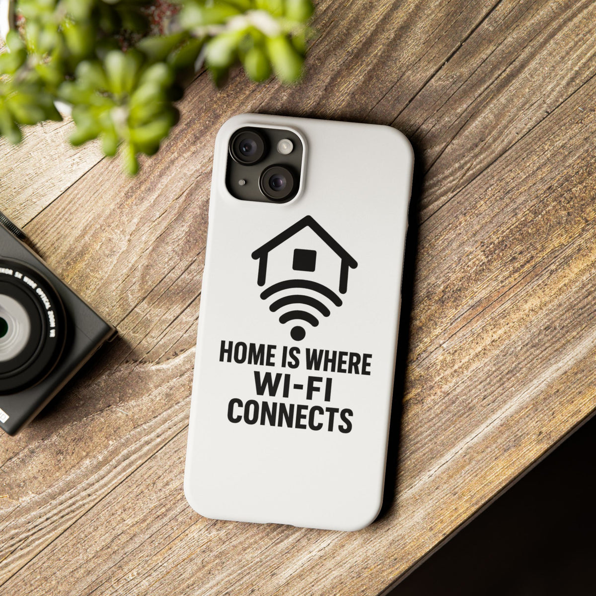 Home Is Where WiFi Connects Phone Case Funny Millennial Gift Tech Lover Housewarming Present Modern Minimalist Humor Gift