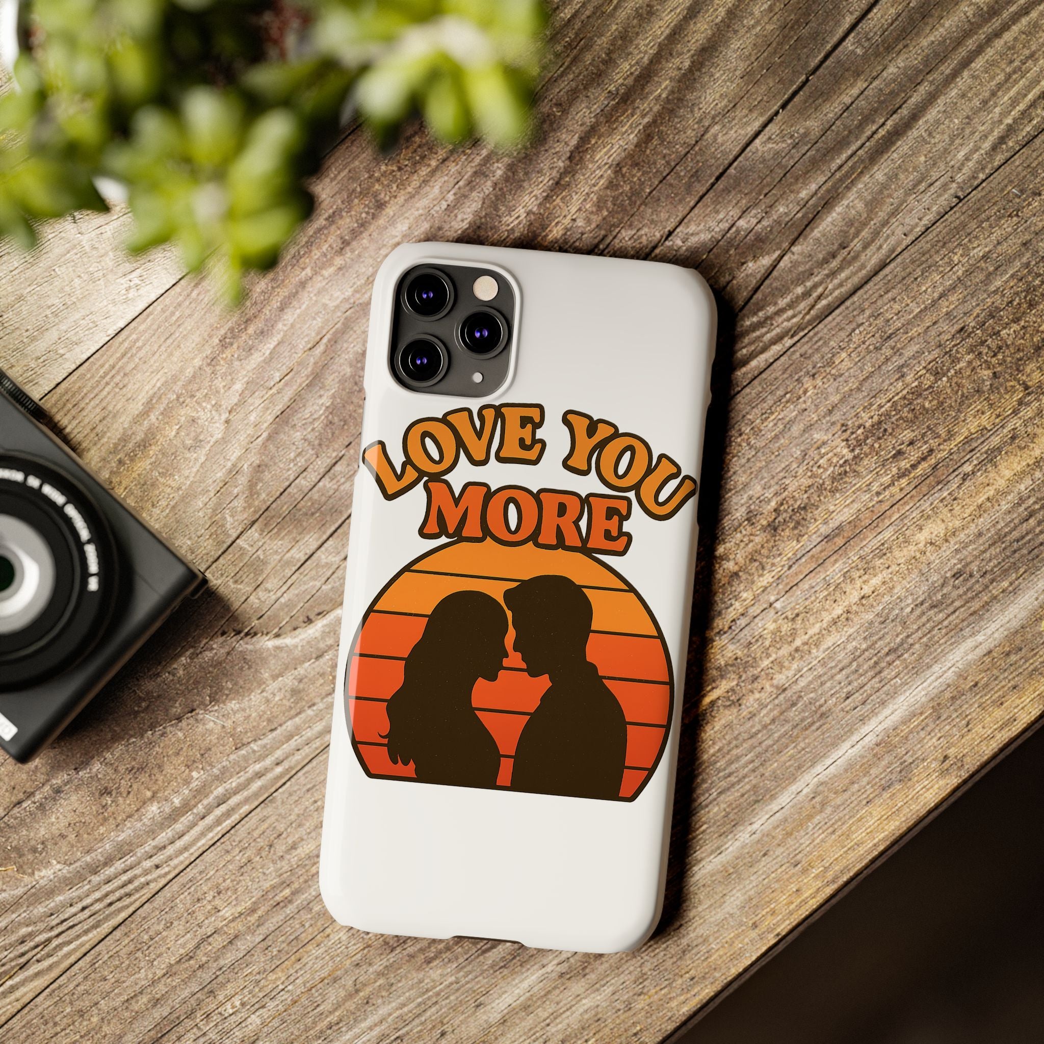 Love You More Phone Case Retro Sunset 70s Vintage Romantic Groovy Aesthetic Cute Couple Gift for Girlfriend Wife Anniversary