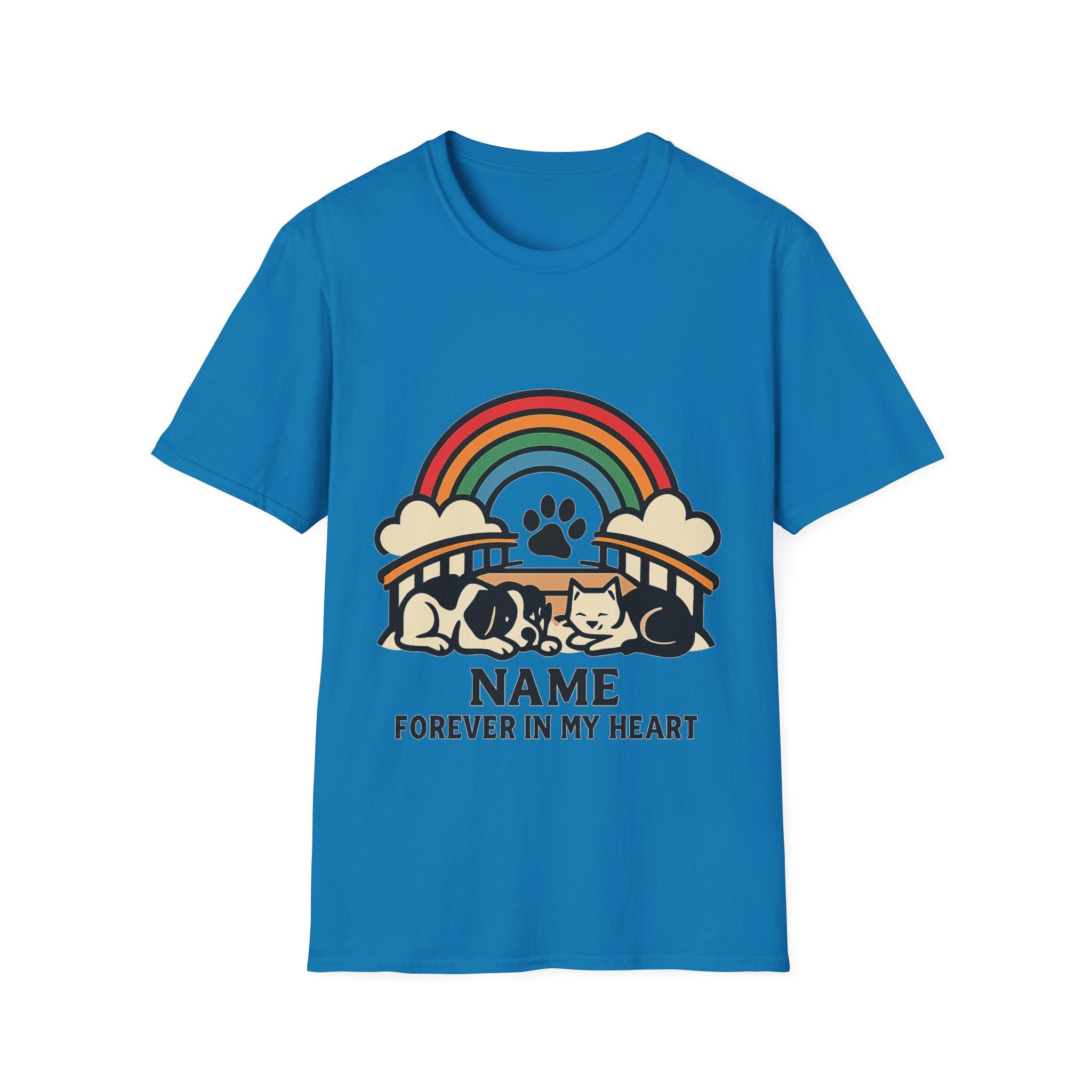 Rainbow Bridge Pet Memorial Shirt, Personalized Dog Cat Loss Gift, Custom Pet Remembrance Tee, Pet Memorial Sympathy Gift
