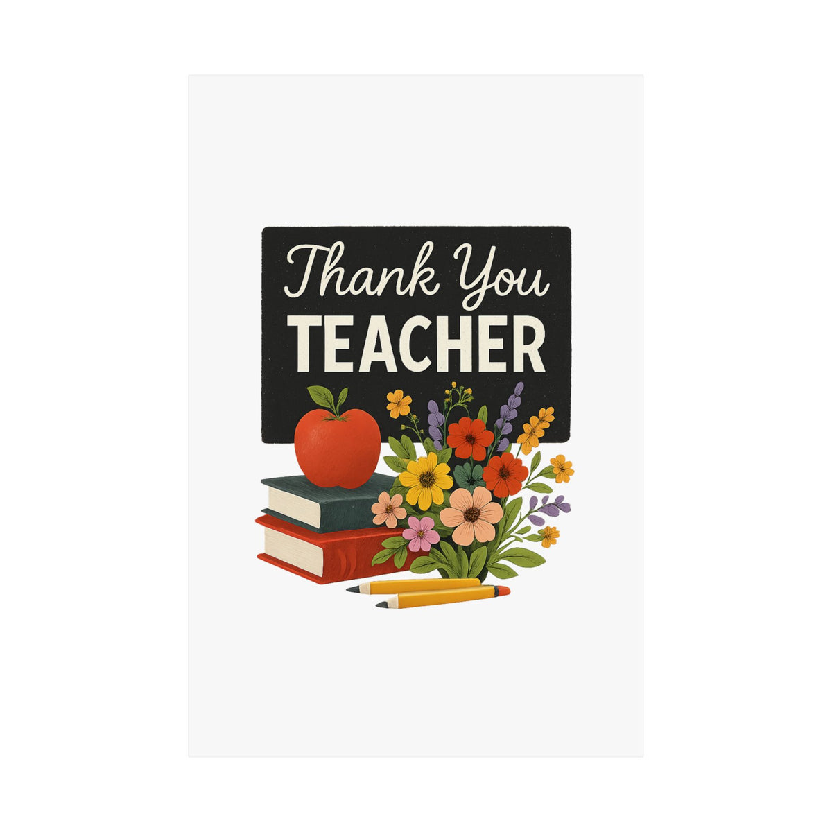 Thank You Teacher Gift Wildflower Watercolor Poster Classroom Wall Art Appreciation Print End of Year School Decor