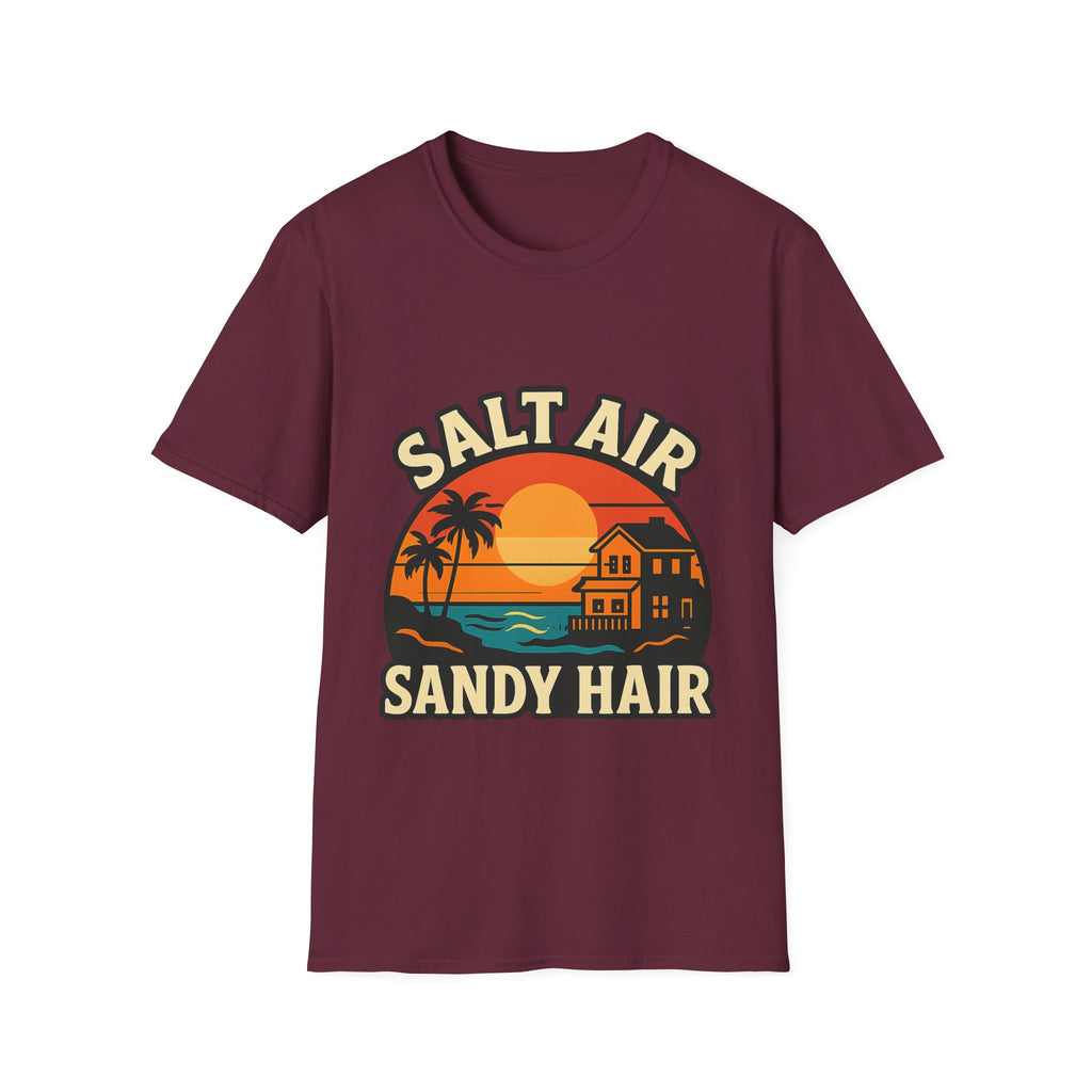 Beach Town Sunset Shirt, Coastal Living Tee, Salt Air Sandy Hair Beach Vacation Shirt, Ocean Vibes T-Shirt, Summer Travel Gift